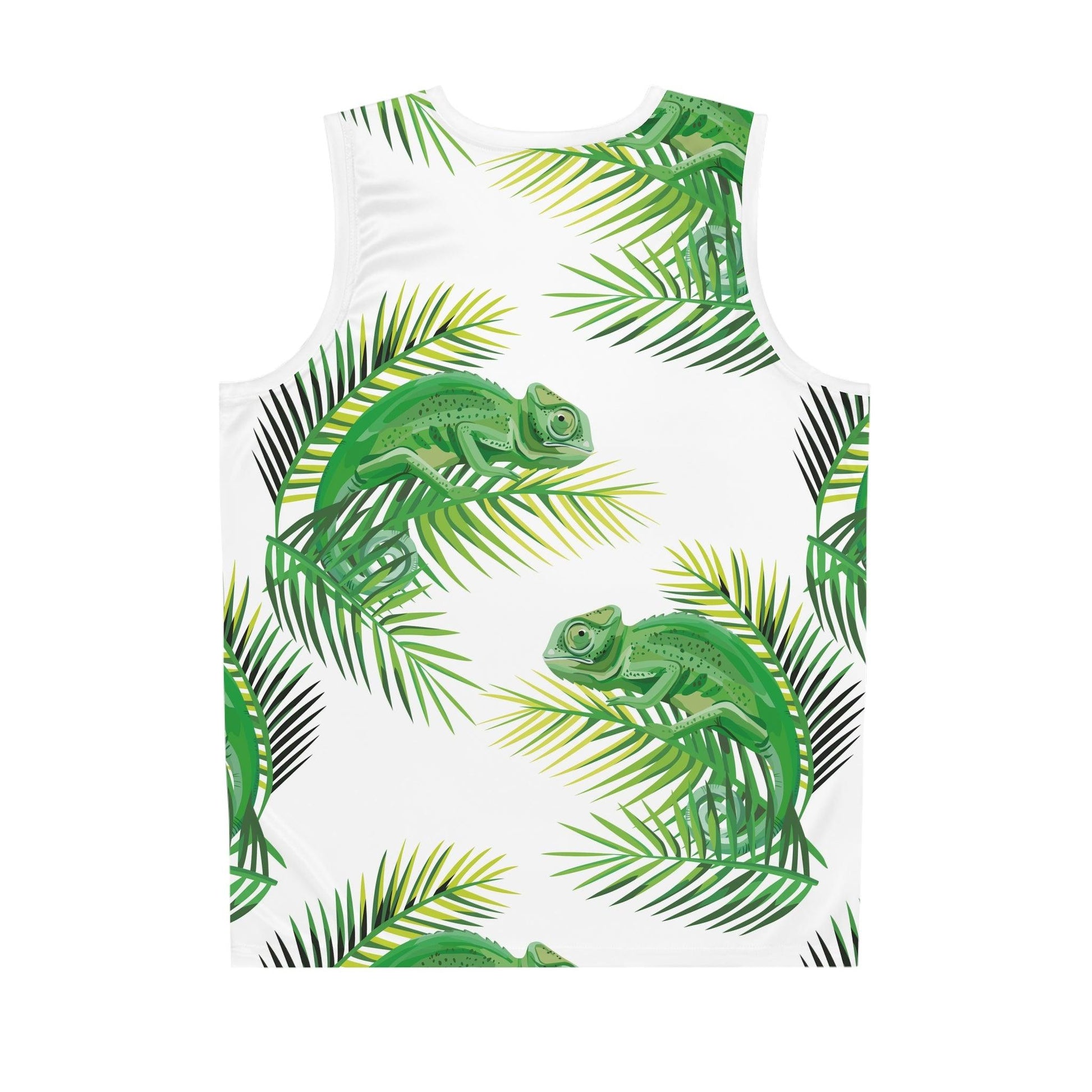 Chameleons on Banana Leaves Basketball Jersey - Lizard Vigilante