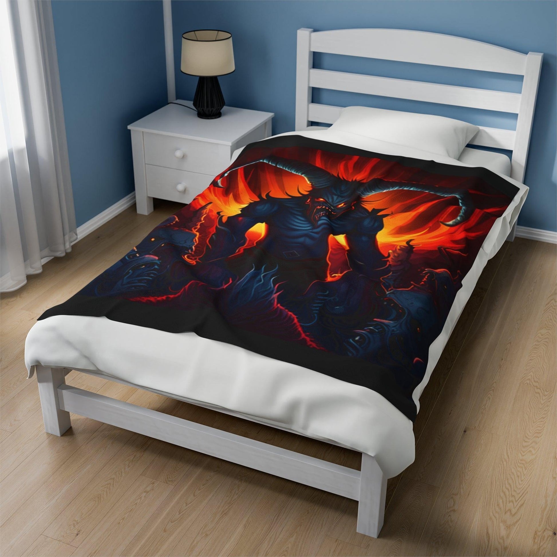 Horny Devil Velveteen Plush Blanket - Lizard Vigilante