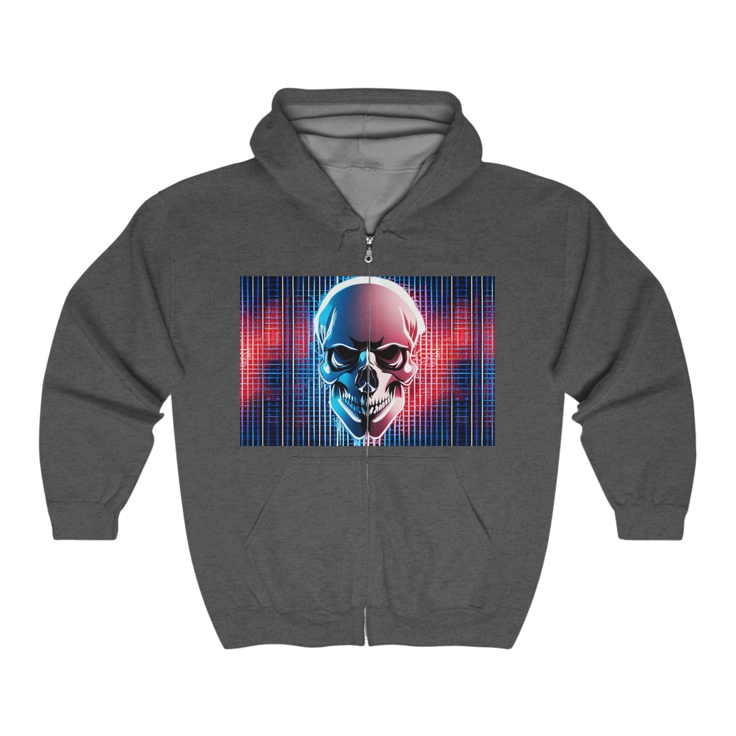 Grid Skull Unisex Heavy Blend™ Full Zip Hooded Sweatshirt - Lizard Vigilante