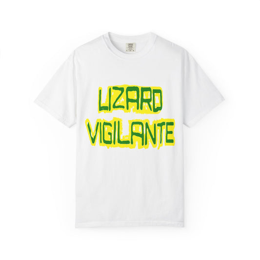 Lizard Vigilante Graphic T-Shirt — Bold Green & Yellow Streetwear Tee