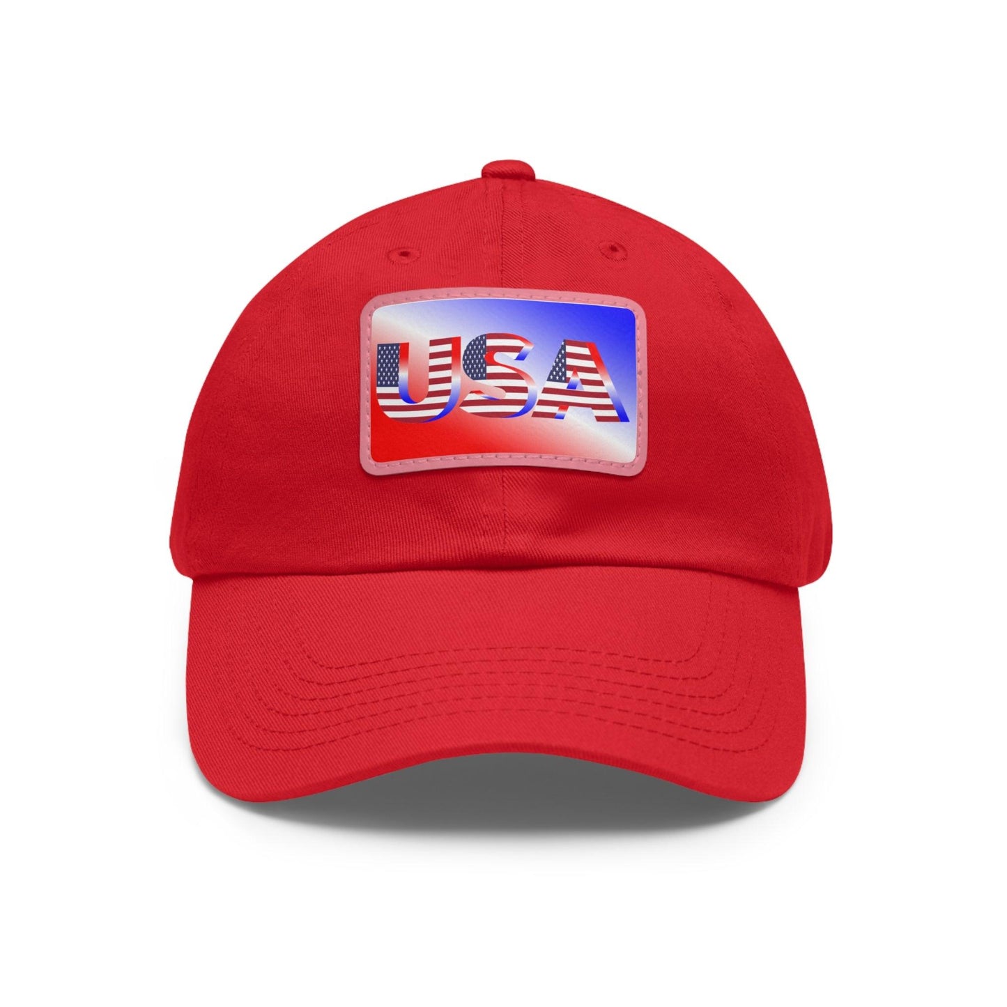 USA Red, White, and Blue Dad Hat with Leather Patch (Rectangle) - Lizard Vigilante