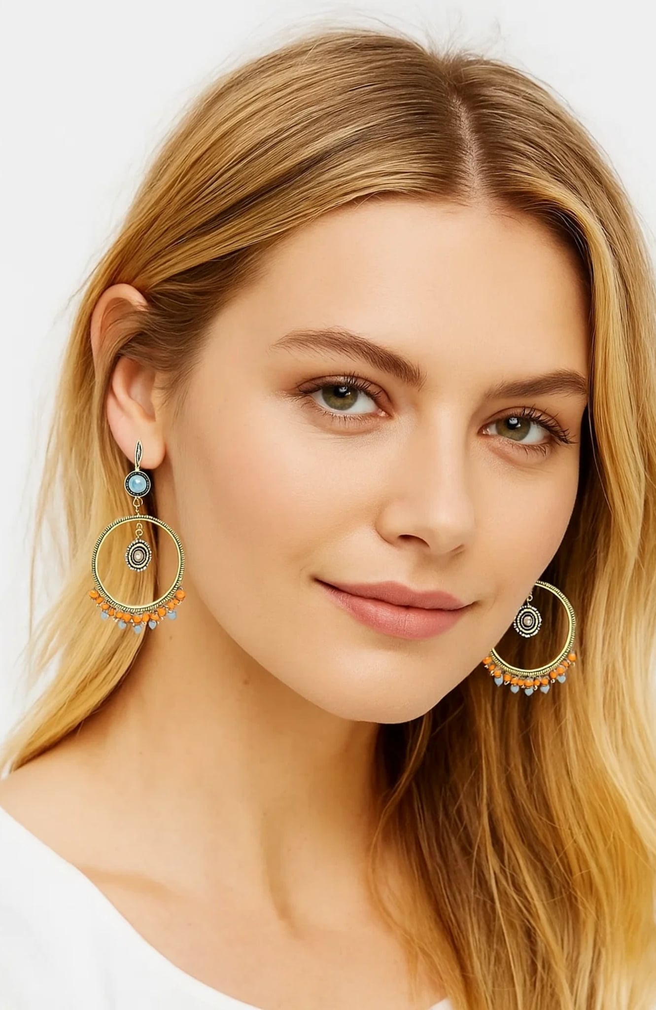 Vintage Boho Dangle Hoop Earrings