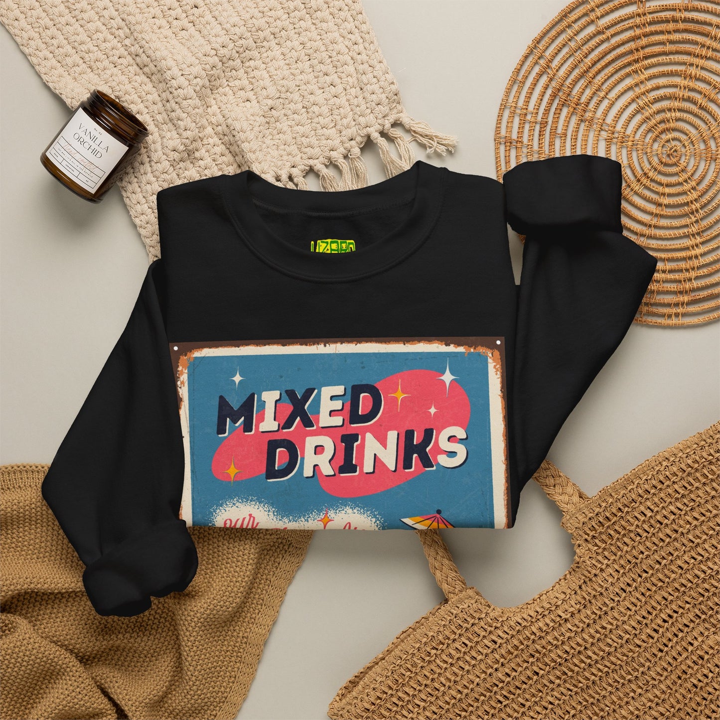 Mixed Drinks Crewneck Sweatshirt — Retro Cocktail Graphic Pullover