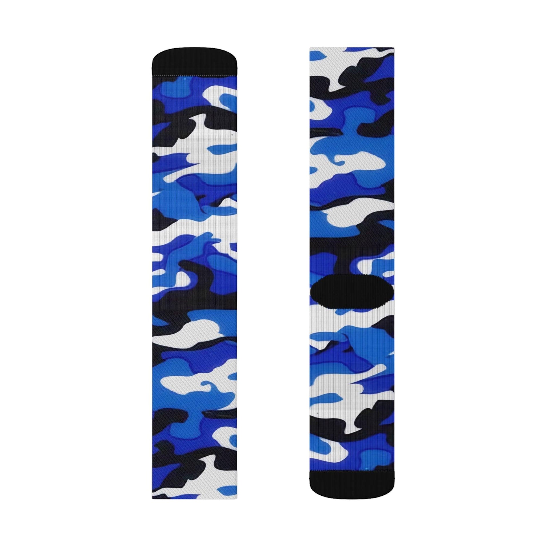 Blue Black White Grey Camo Sublimation Socks - Lizard Vigilante