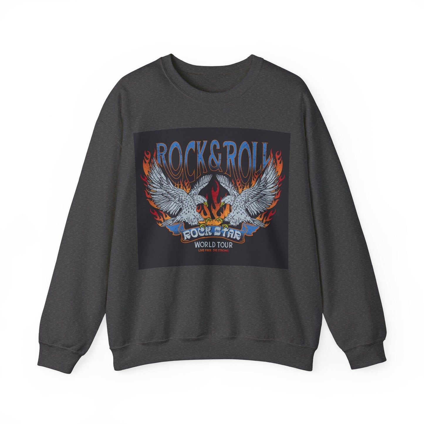 Rock & Roll Rock Star Unisex Heavy Blend™ Crewneck Sweatshirt - Premium Sweatshirt from Printify - Just $37.64! Shop now at Lizard Vigilante