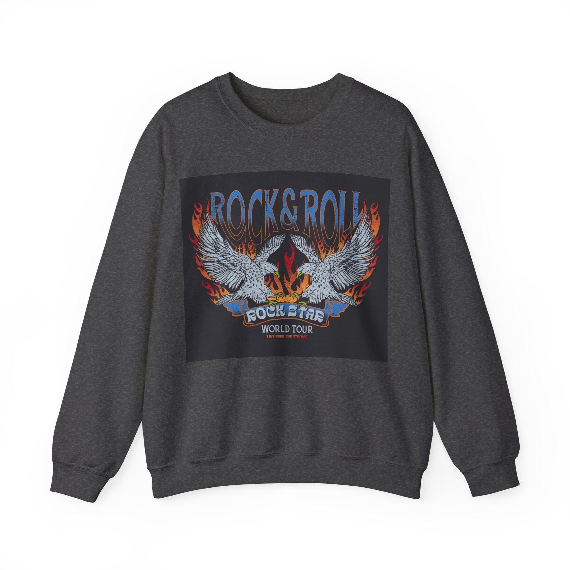 Rock & Roll Rock Star Unisex Heavy Blend™ Crewneck Sweatshirt - Premium Sweatshirt from Printify - Just $37.64! Shop now at Lizard Vigilante