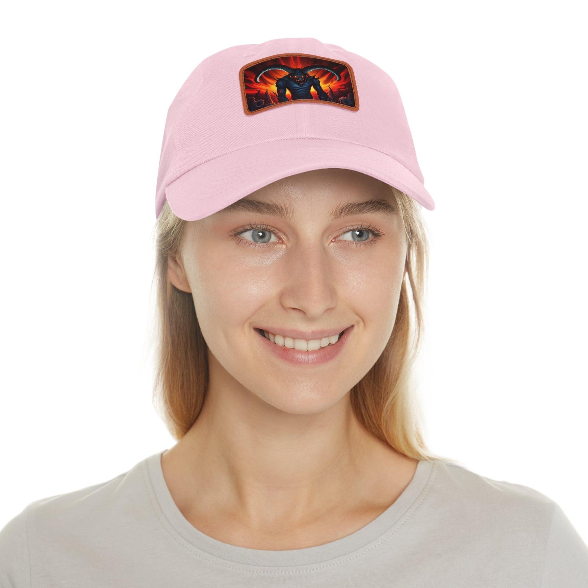 Horny Devil Dad Hat with Leather Patch (Rectangle) - Lizard Vigilante