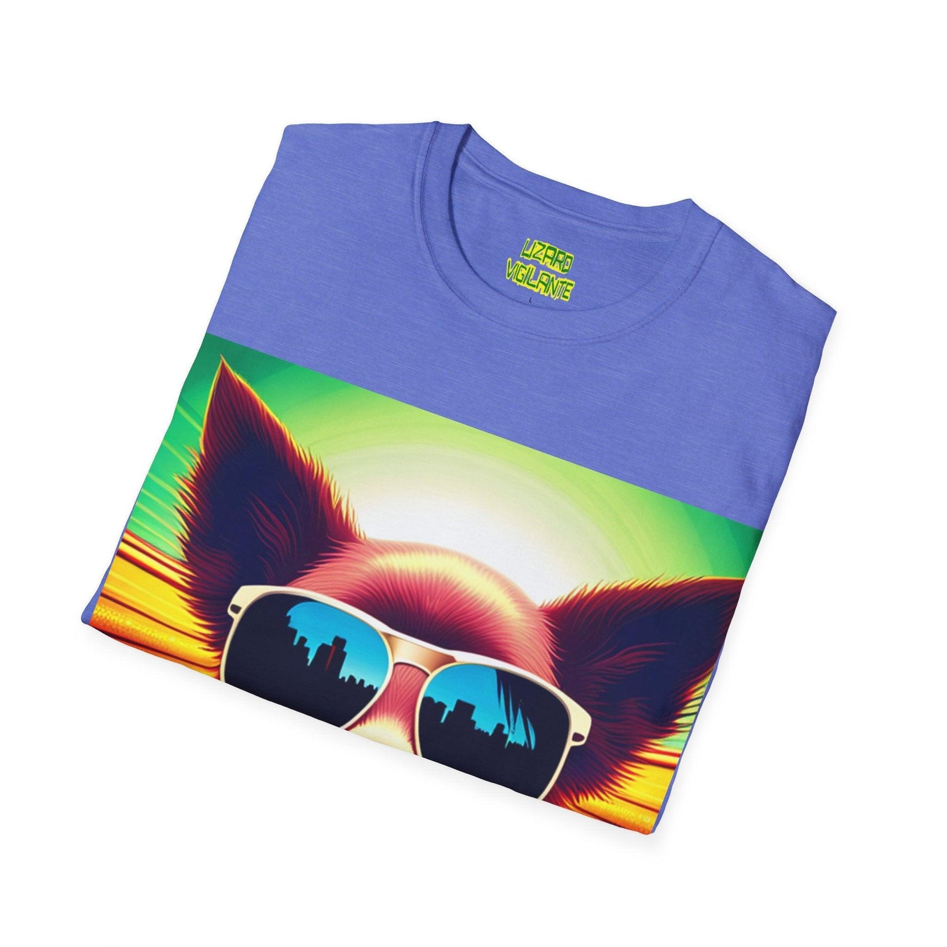 Puppy With Shades Trippy Unisex Softstyle Psychedelic T-Shirt - Lizard Vigilante