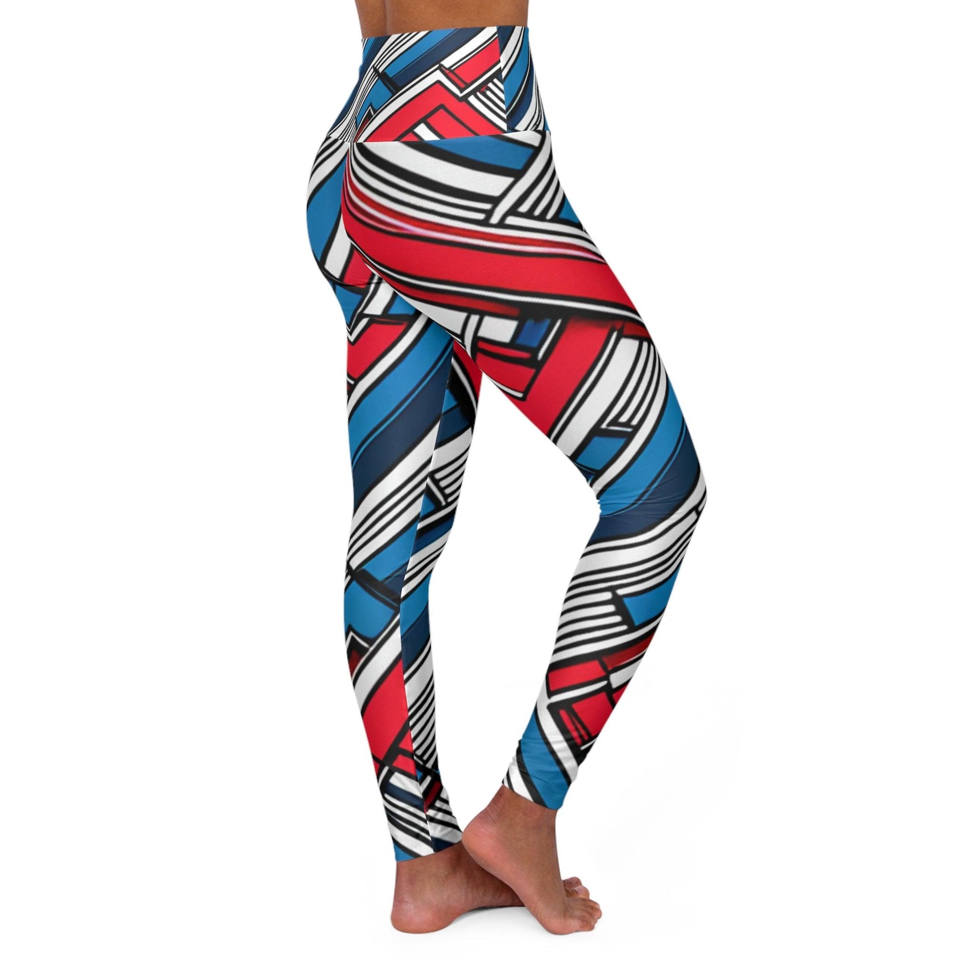 Geometric Patriot High Waisted Yoga Leggings - Lizard Vigilante