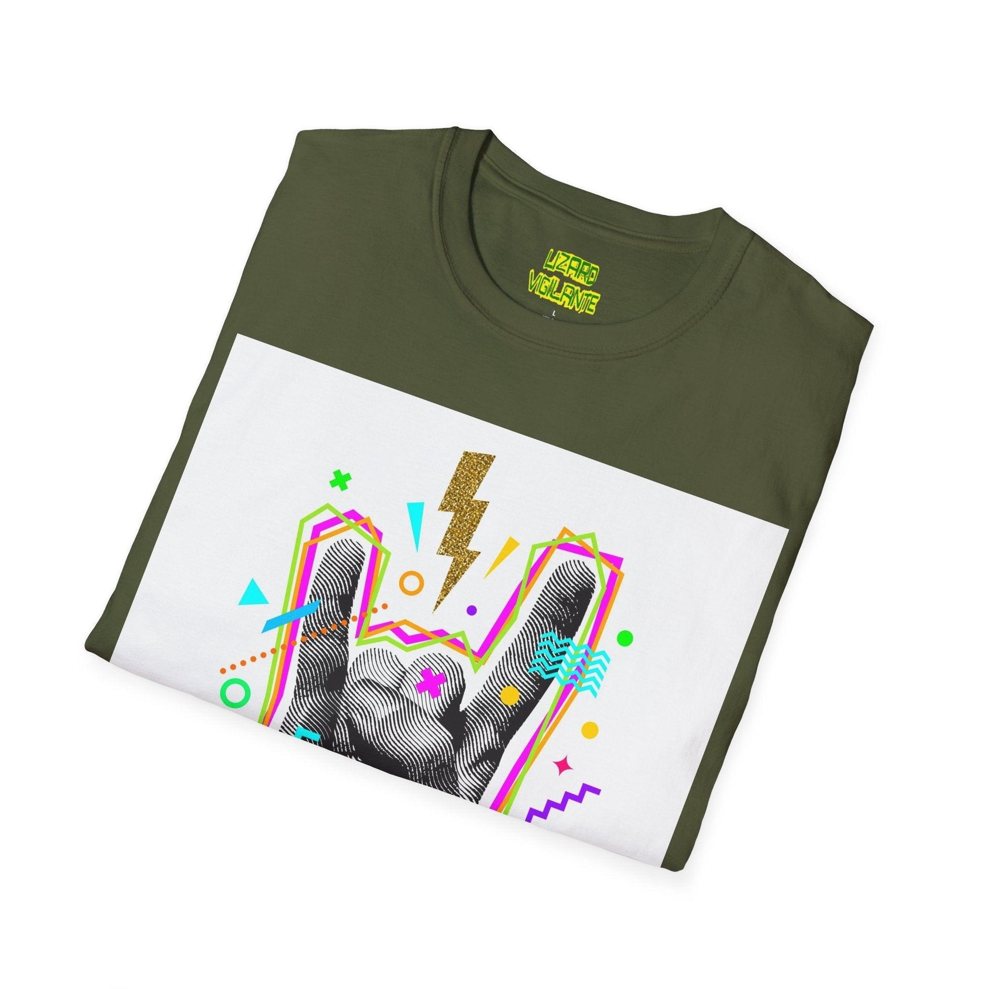 Heavy Metal Hand Sign Unisex Softstyle T-Shirt - Lizard Vigilante