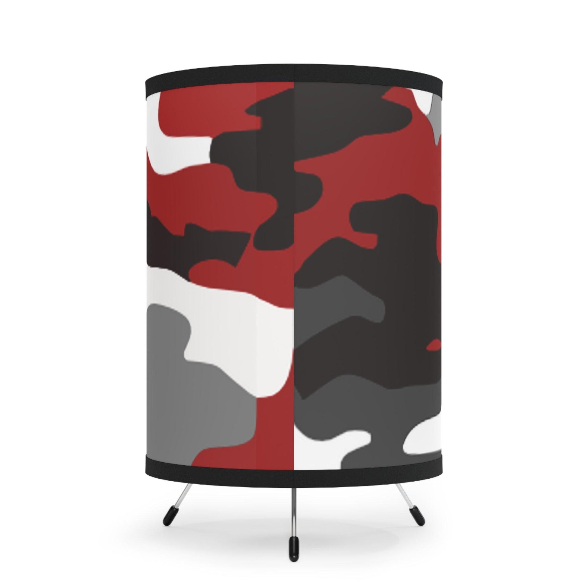 Red White Black Camo Tripod Lamp with High-Res Printed Shade, US\CA plug - Lizard Vigilante