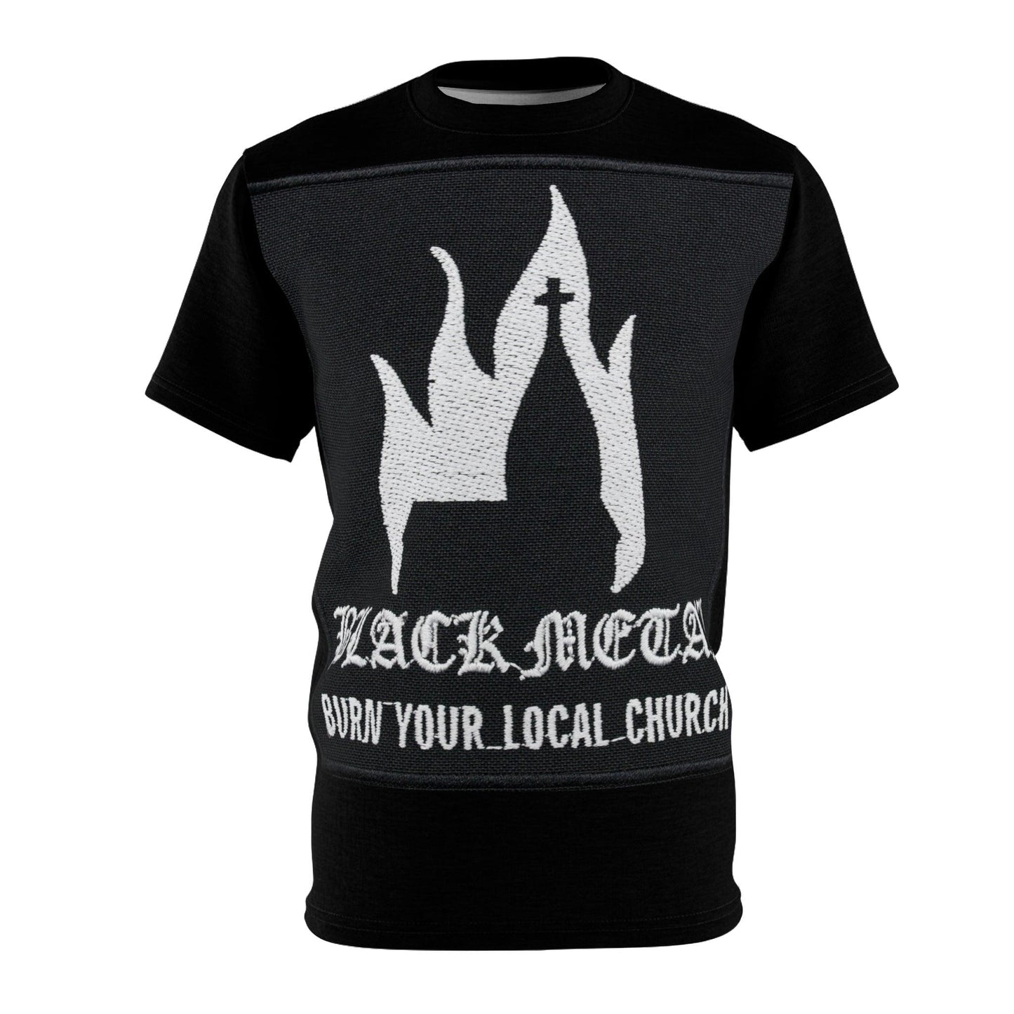 BLACK METAL Burn Your Local Church Unisex Tee - Premium All Over Prints from Printify - Just $49.95! Shop now at Lizard Vigilante