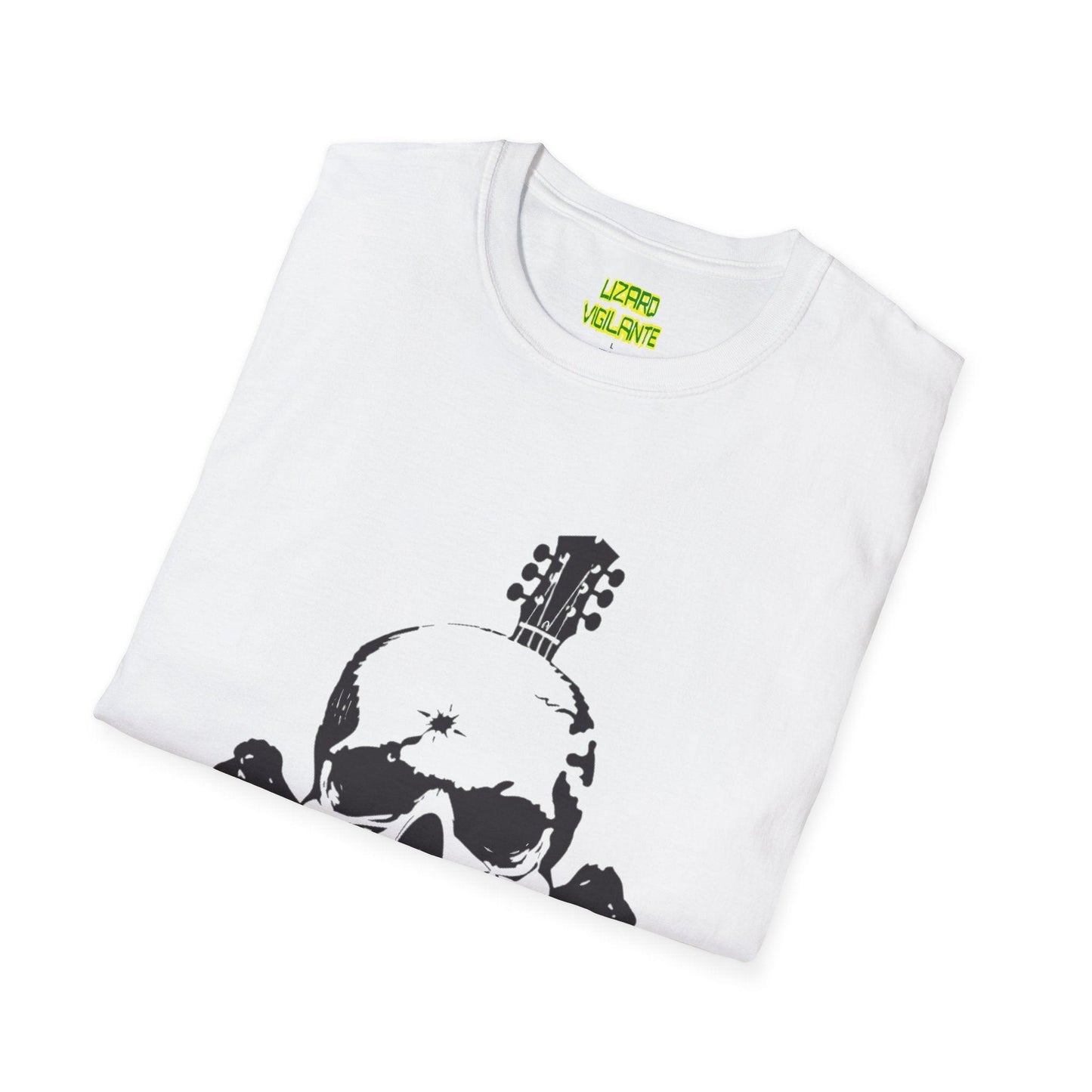 Guitar Skull Cross Bones Unisex Softstyle T-Shirt - Premium T-Shirt from Printify - Just $26.38! Shop now at Lizard Vigilante