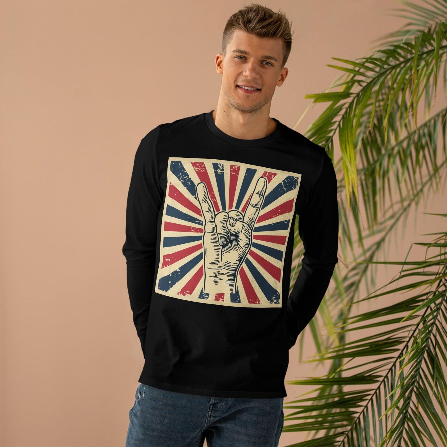 Patriotic Rock On Men’s Base Longsleeve Tee - Lizard Vigilante