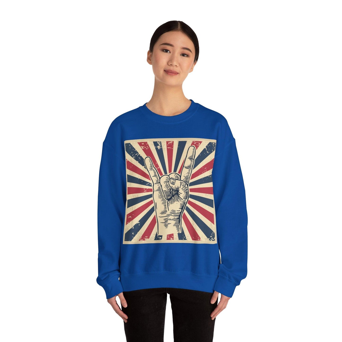 Patriotic Rock On Unisex Heavy Blend™ Crewneck Sweatshirt - Lizard Vigilante