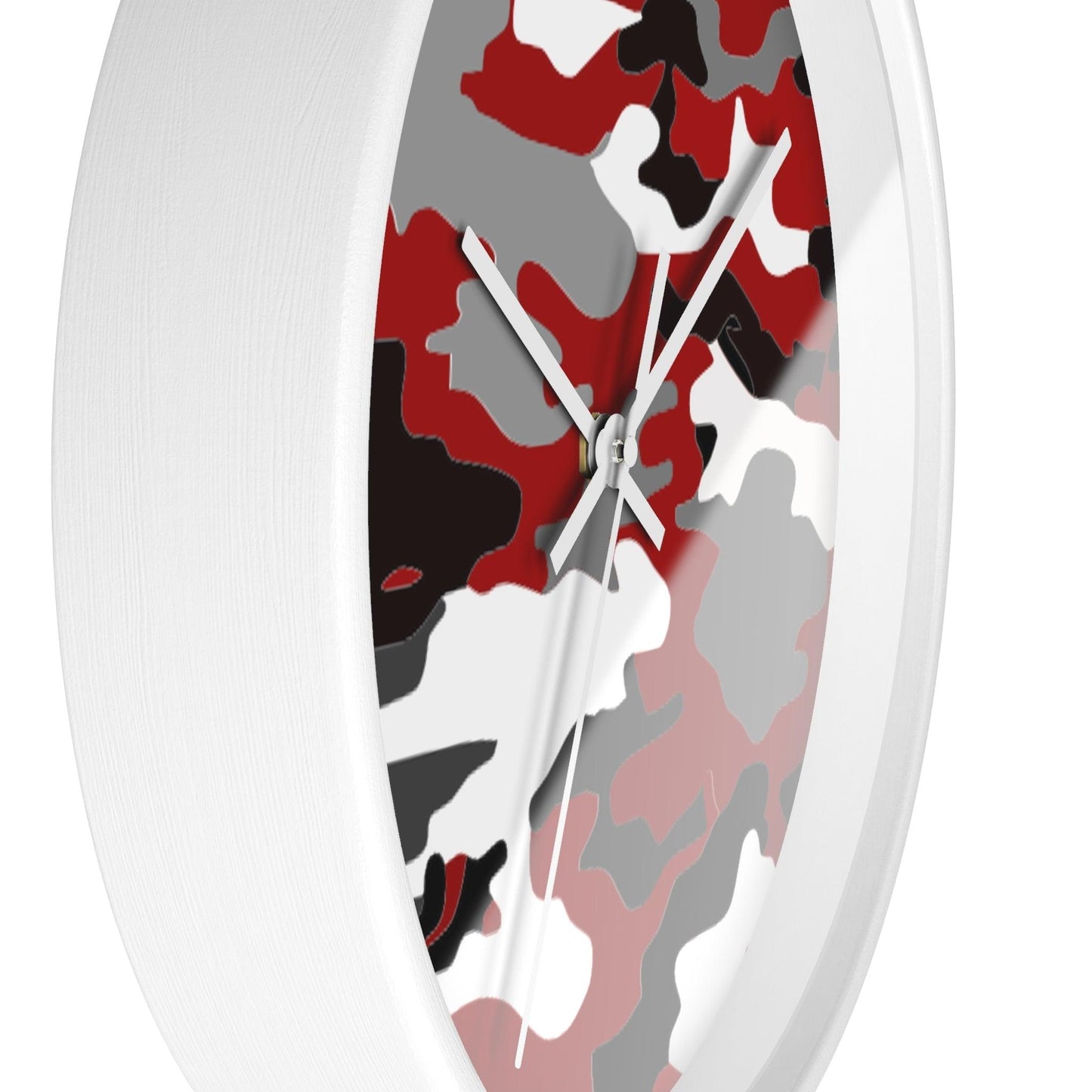 Red Black White Camo Wall Clock - Lizard Vigilante