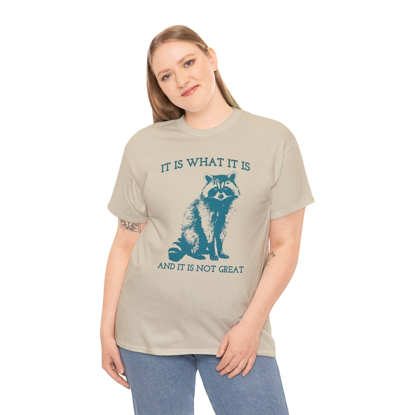 It Is What It Is And It Is Not Great Raccoon Meme Shirt – Vintage Funny Sarcastic Tee