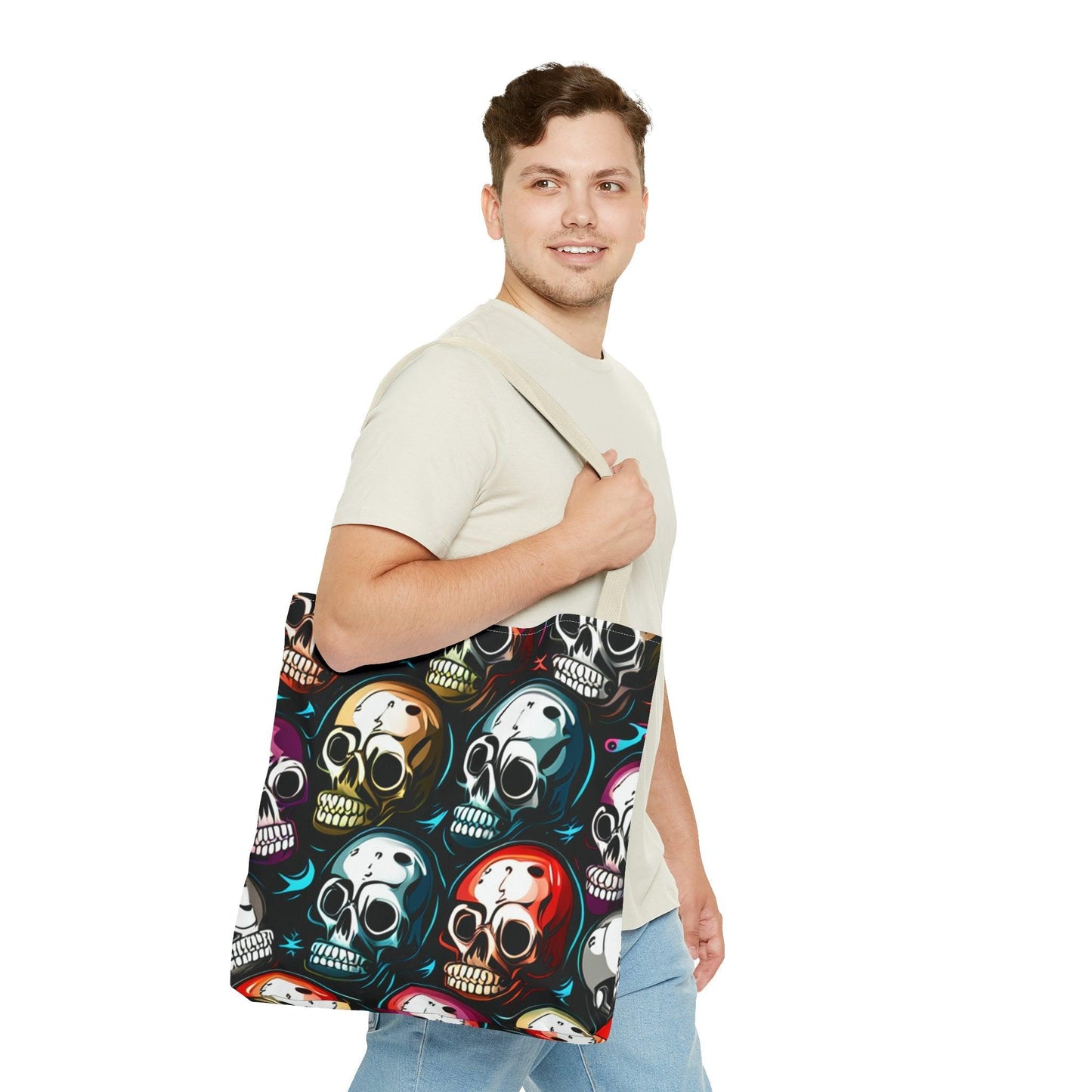 Death Metal Skulls Tote Bag (AOP) - Lizard Vigilante