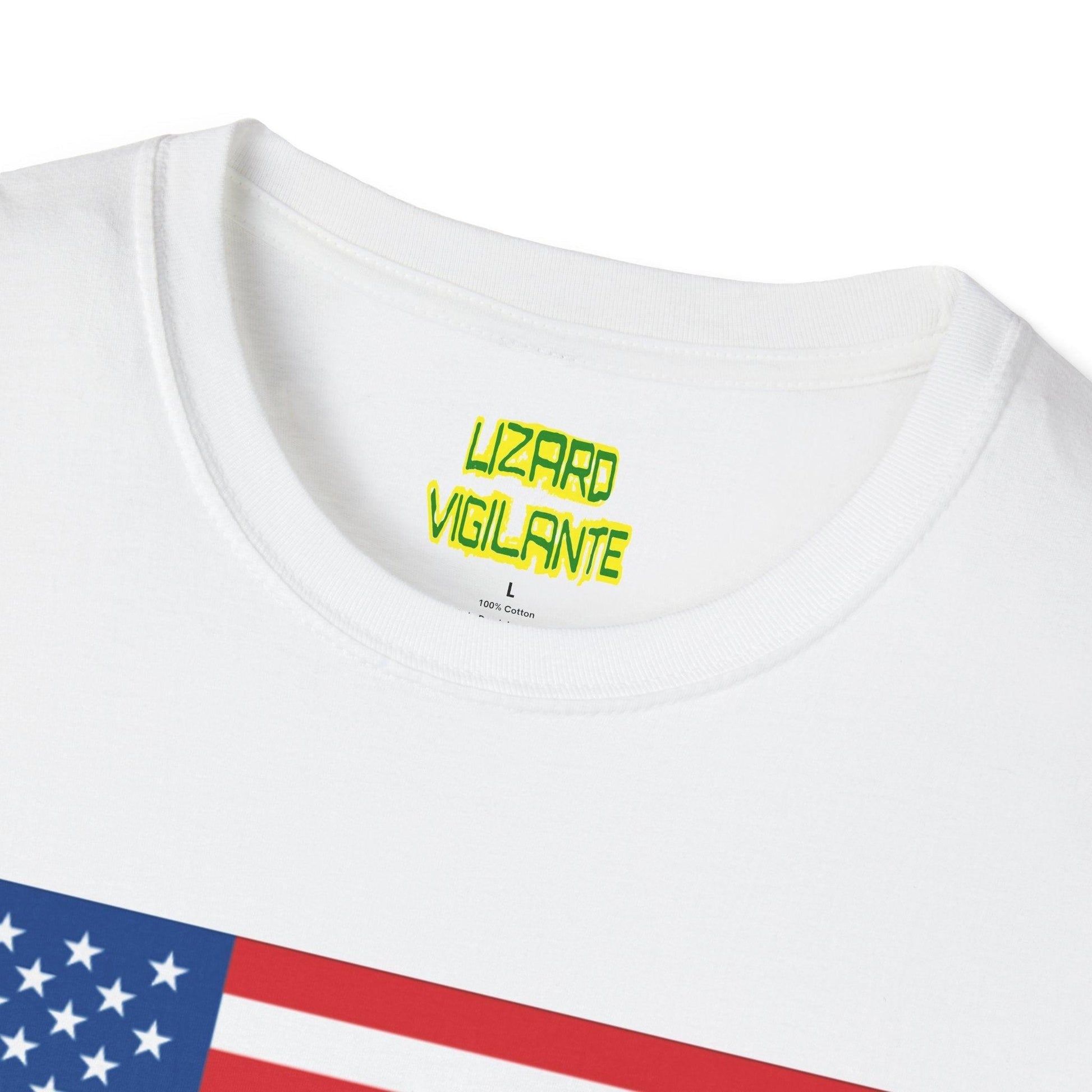 MADE IN USA American Flag Unisex Softstyle Patriotic T-Shirt - Lizard Vigilante