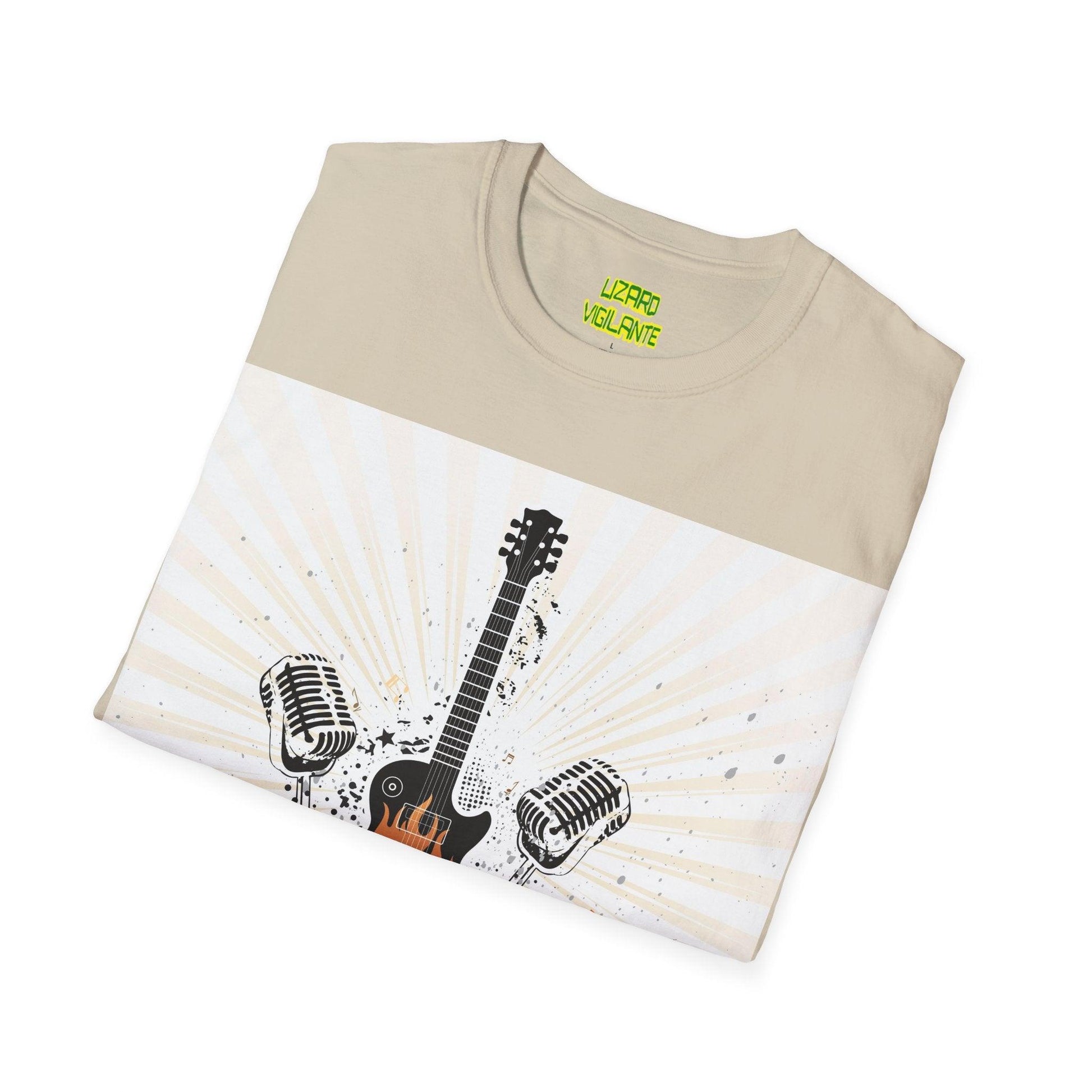 Fire Guitar Mics Speakers Unisex Softstyle T-Shirt - Lizard Vigilante