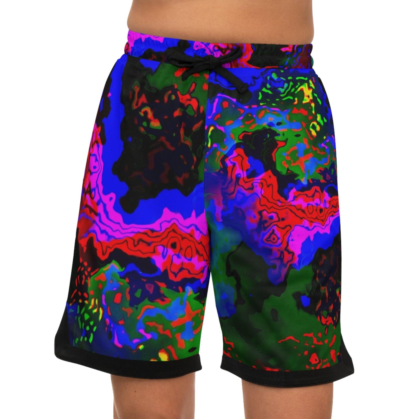 Rainbow in the Darkness Basketball Rib Shorts - Lizard Vigilante