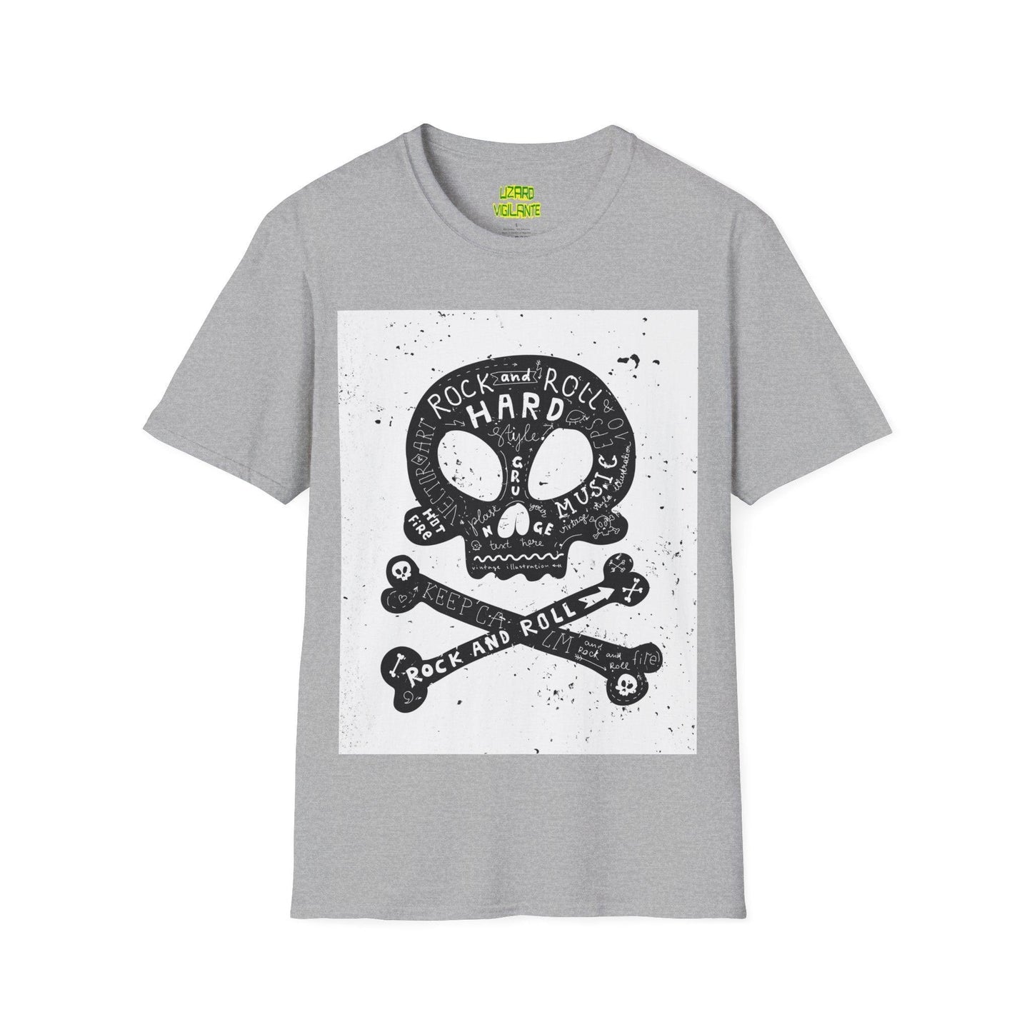 Rock and Roll Hard Skull Unisex Softstyle T-Shirt - Lizard Vigilante