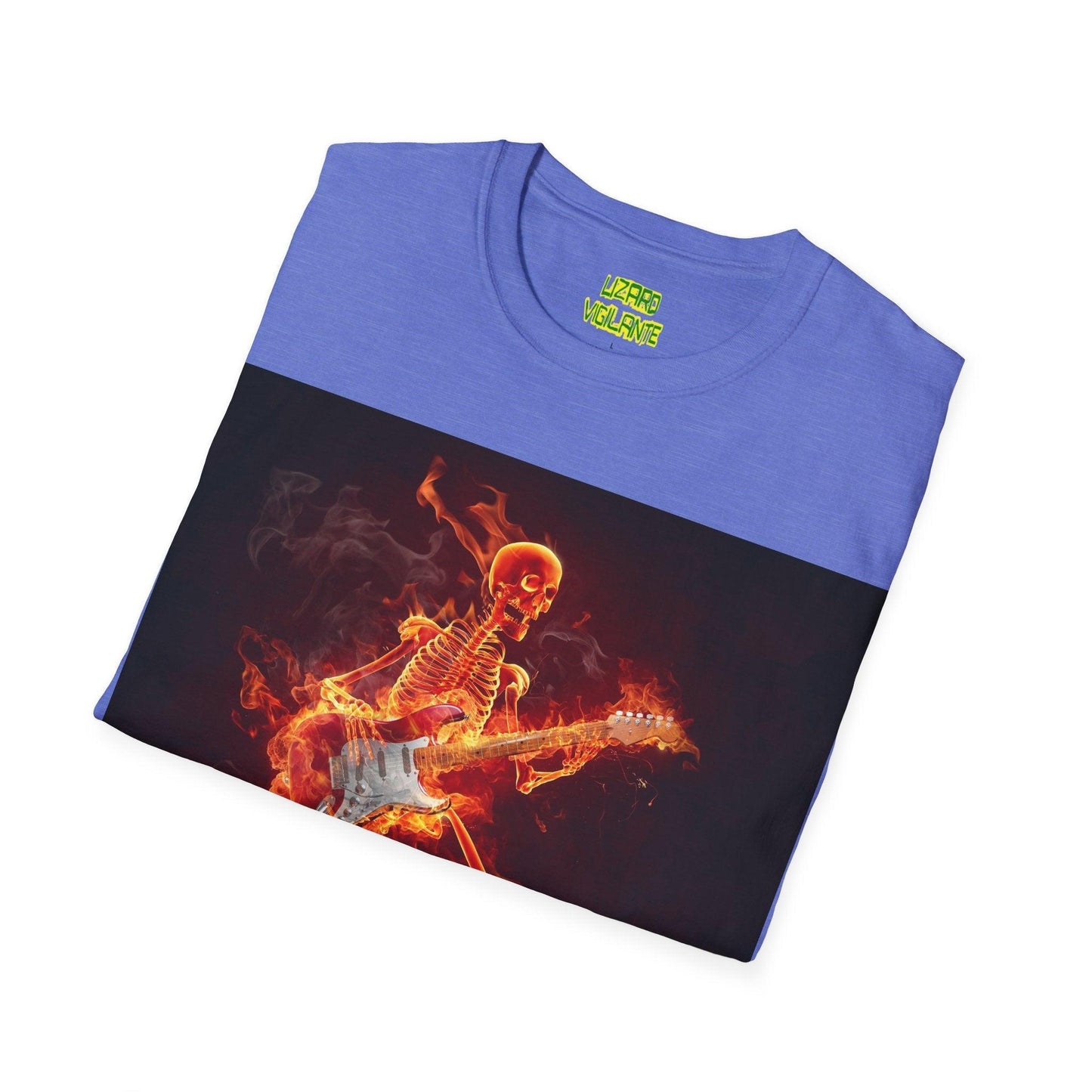 Fiery Guitarist Unisex Softstyle T-Shirt - Lizard Vigilante