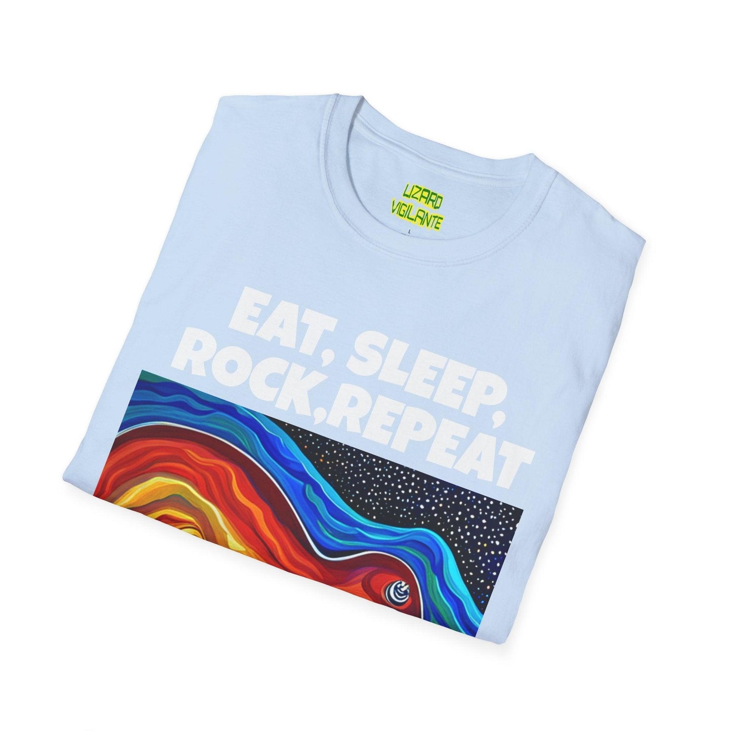 Eat, Sleep, Rock, Repeat Unisex Softstyle T-Shirt - Lizard Vigilante