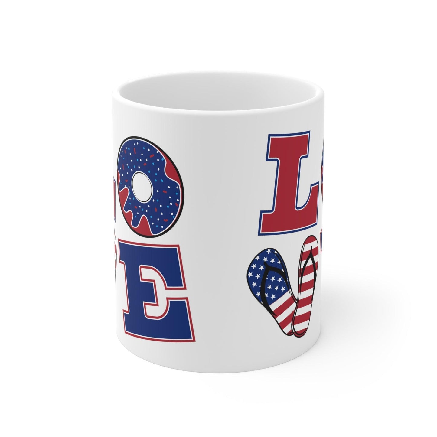 Patriotic American Valentine’s Day LOVE Ceramic Mug 11oz - Lizard Vigilante