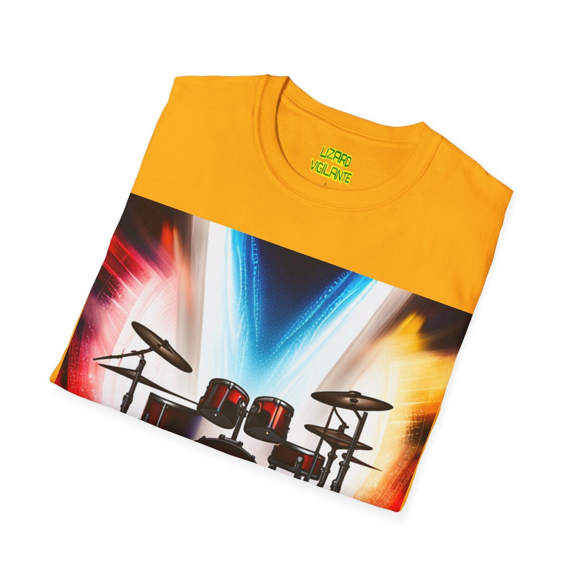 Rock Concert Drums Unisex Softstyle T-Shirt - Lizard Vigilante