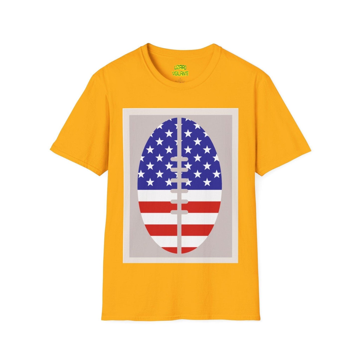 Patriotic American Football Unisex Softstyle T-Shirt - Lizard Vigilante