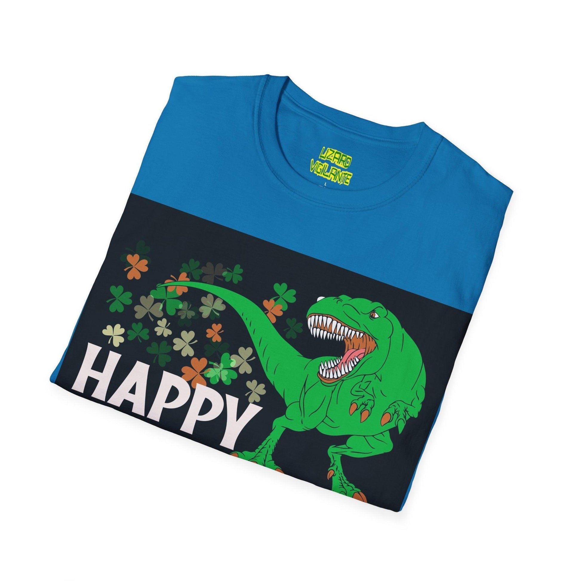 Happy St. Pat-Rex Day T-Rex Dinosaur Unisex Softstyle T-Shirt - Lizard Vigilante