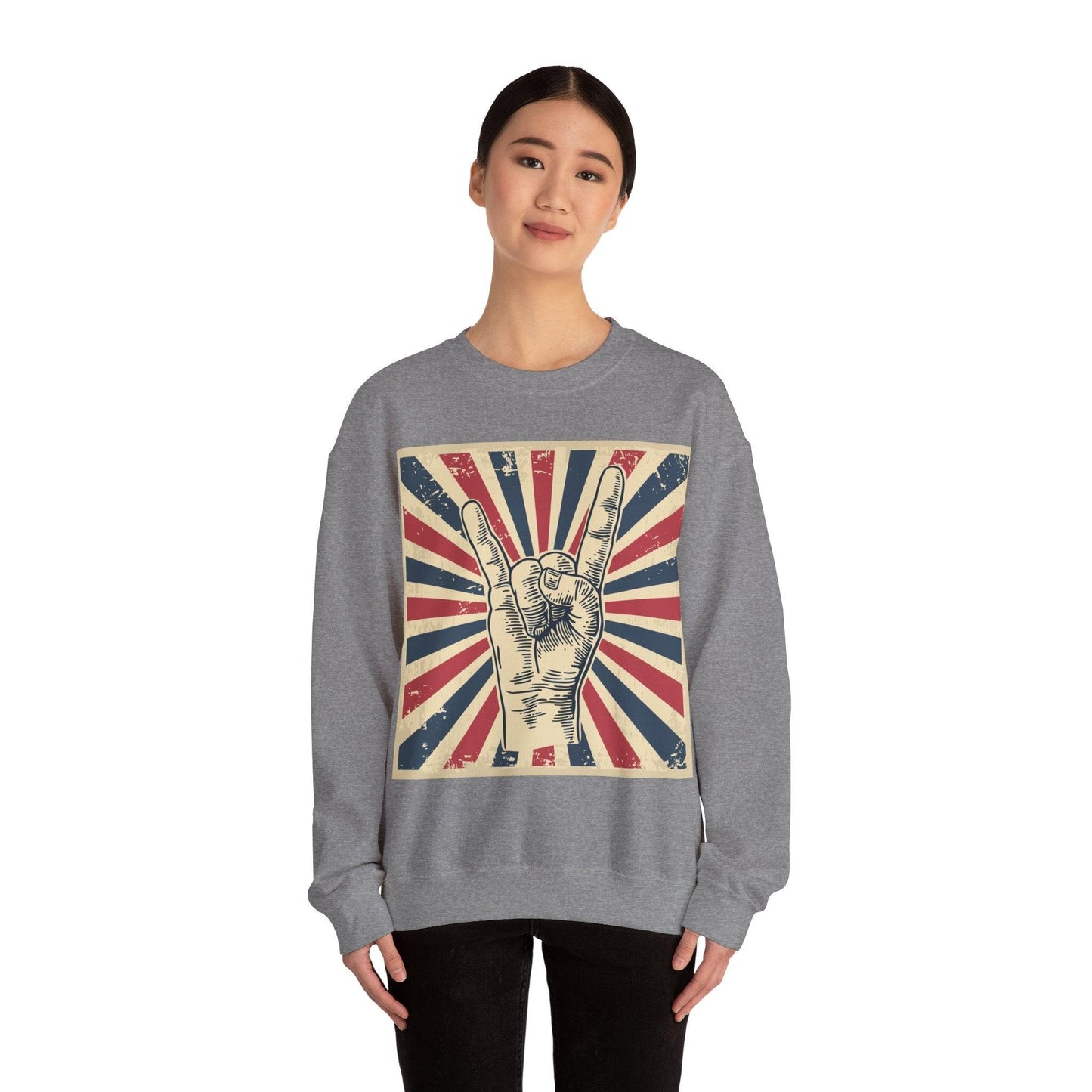 Patriotic Rock On Unisex Heavy Blend™ Crewneck Sweatshirt - Lizard Vigilante