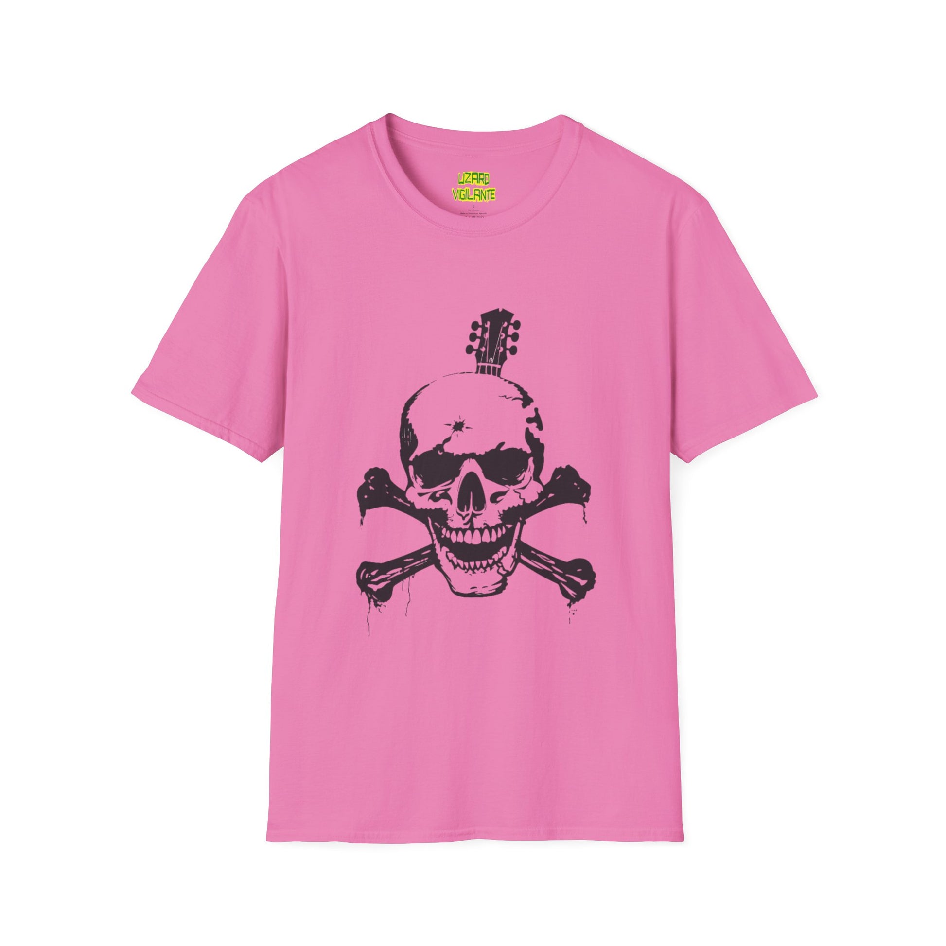Guitar Skull Cross Bones Unisex Softstyle T-Shirt - Premium T-Shirt from Printify - Just $26.38! Shop now at Lizard Vigilante