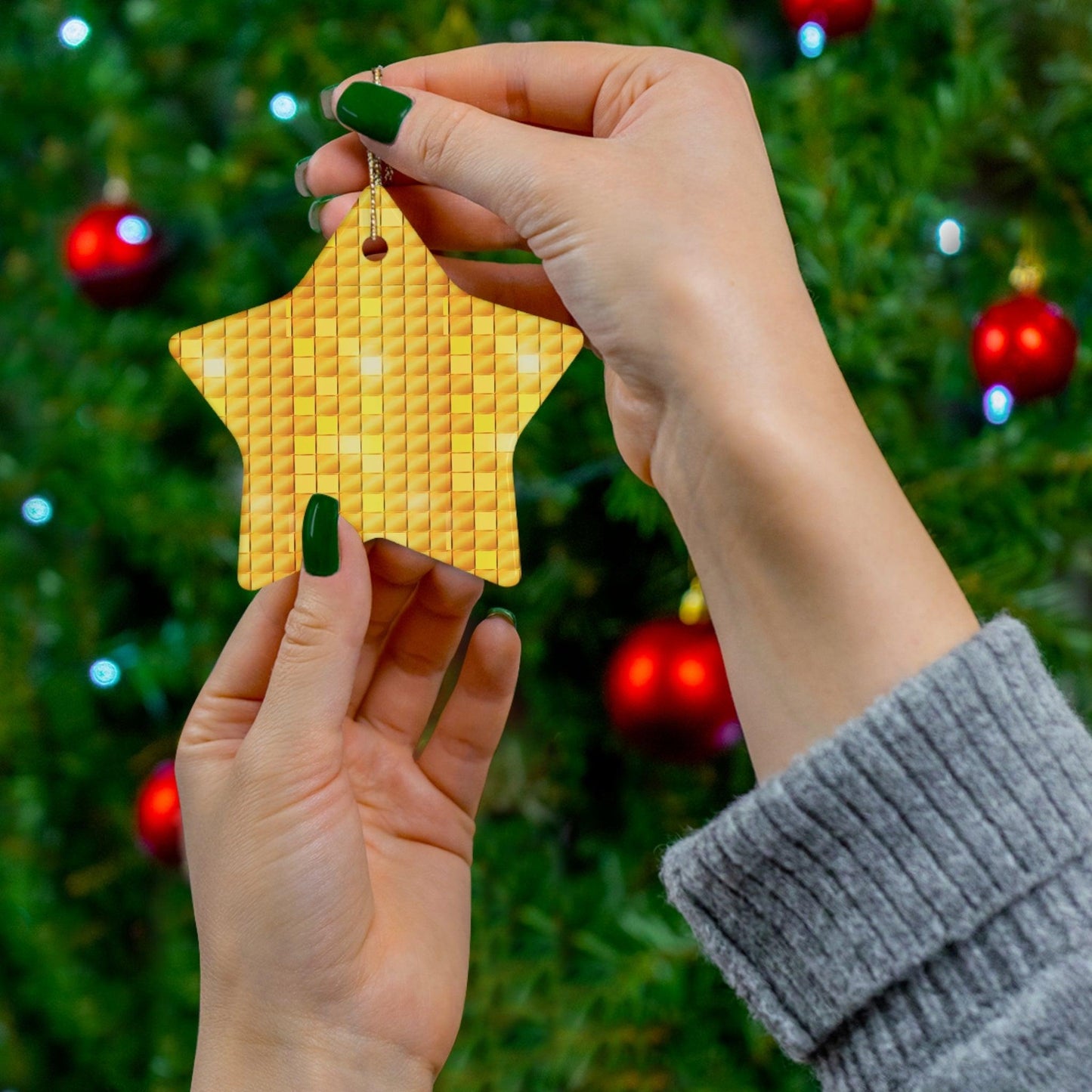 GoldStakt Ceramic Ornament, 4 Shapes Circle, Heart, Star, Snowflake - Lizard Vigilante