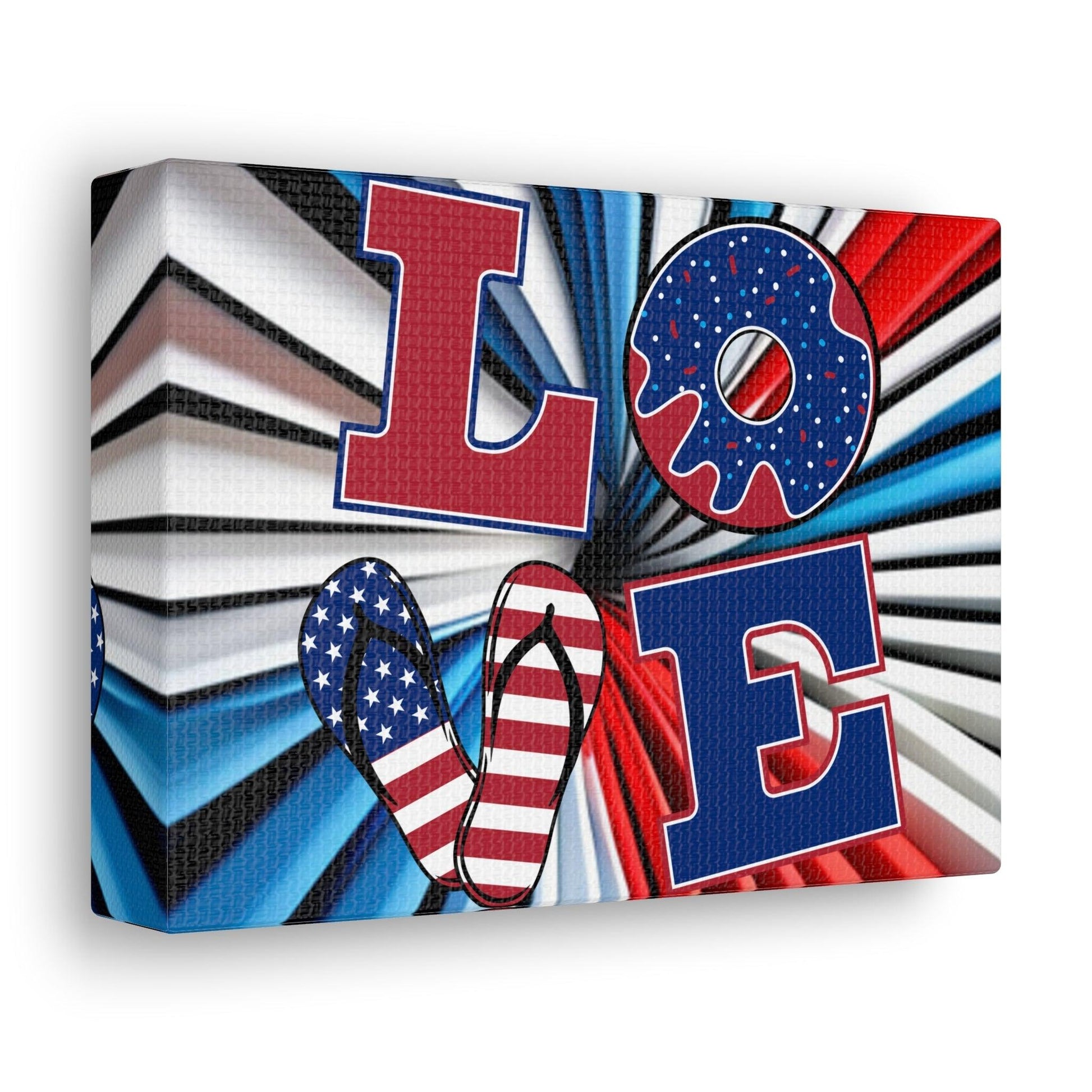 Patriotic Americans LOVE Valentine’s Day July 4th Canvas Gallery Wraps - Lizard Vigilante