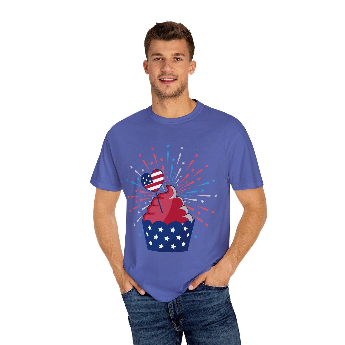 July 4th Cupcake Unisex Garment-Dyed T-shirt - Lizard Vigilante