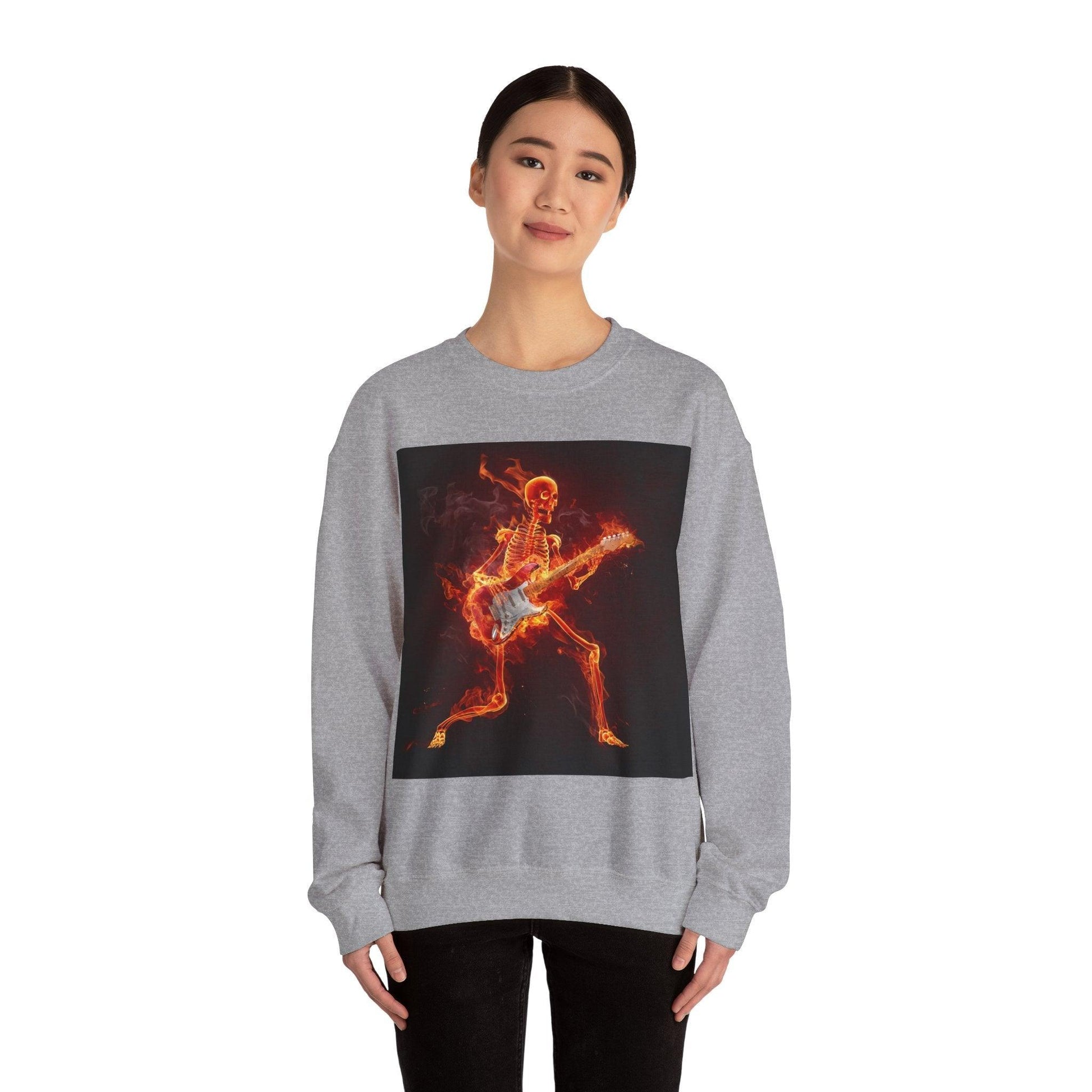 Fiery Guitarist Unisex Heavy Blend™ Crewneck Sweatshirt - Lizard Vigilante