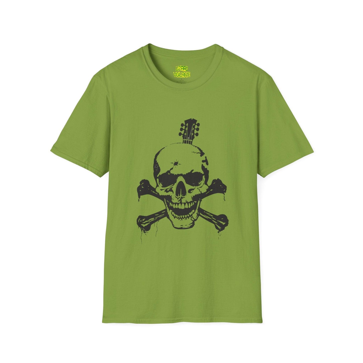 Guitar Skull Cross Bones Unisex Softstyle T-Shirt - Lizard Vigilante