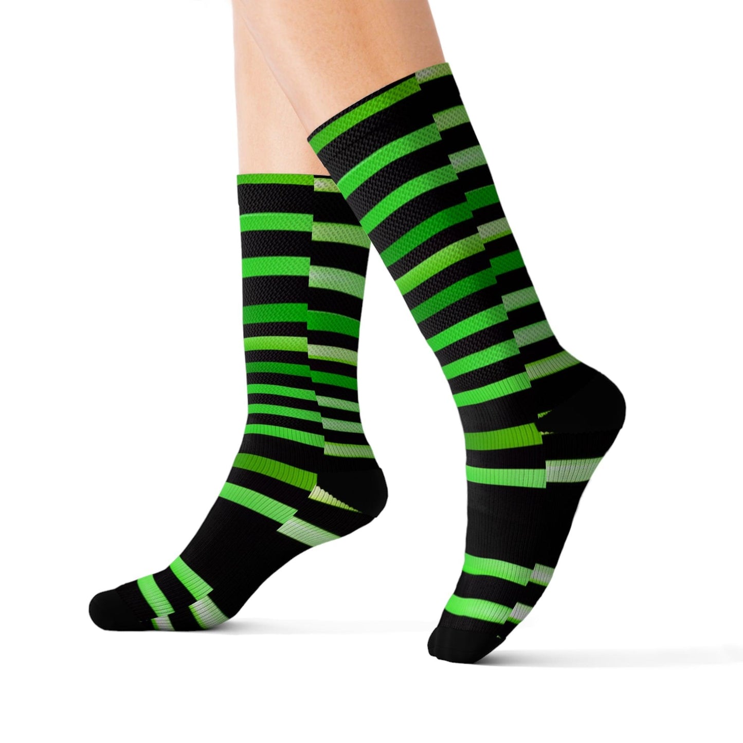 Green Black Lines Sublimation Socks - Lizard Vigilante