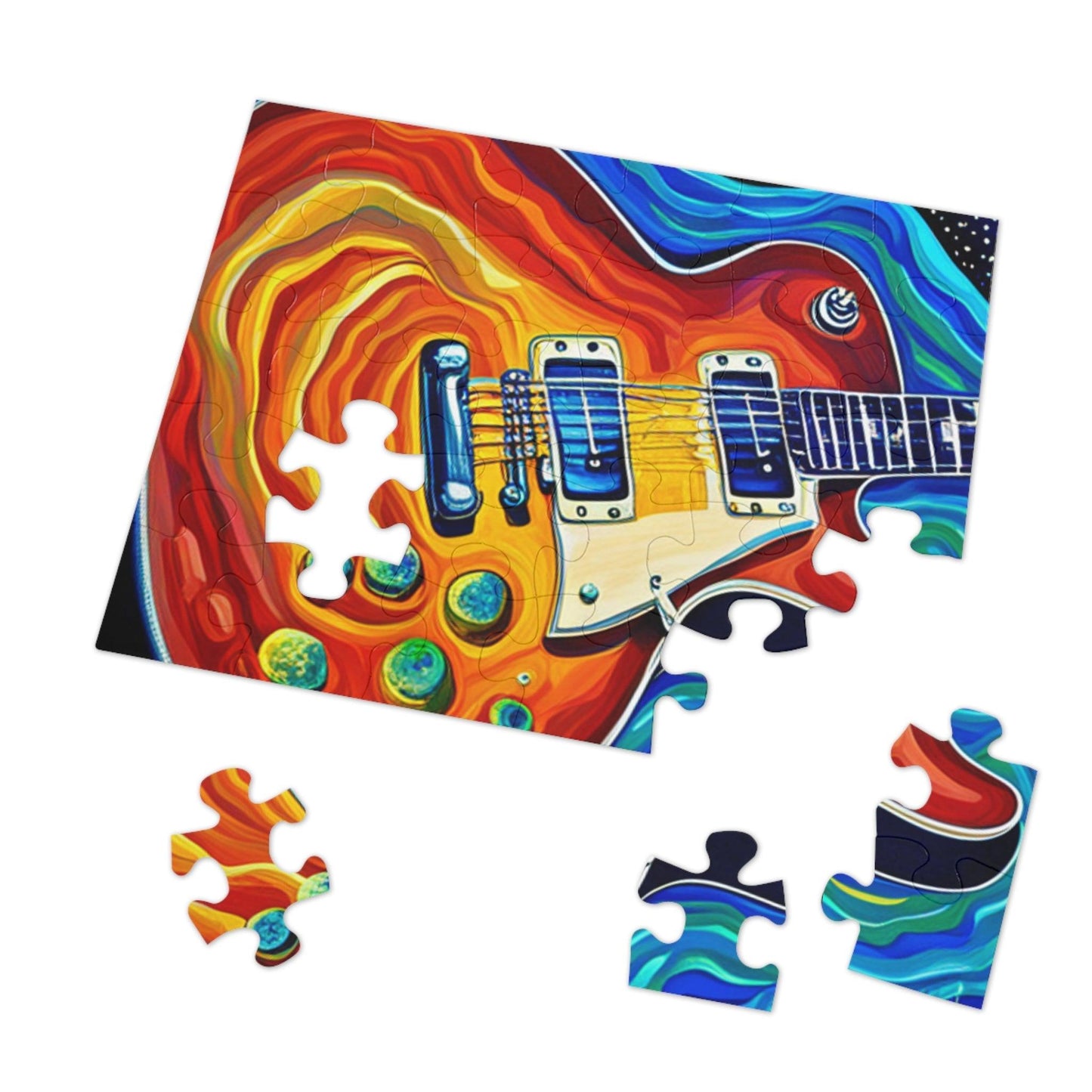 Psychedelic Electric Guitar Jigsaw Puzzle (30, 110, 252, 500,1000-Piece) - Lizard Vigilante