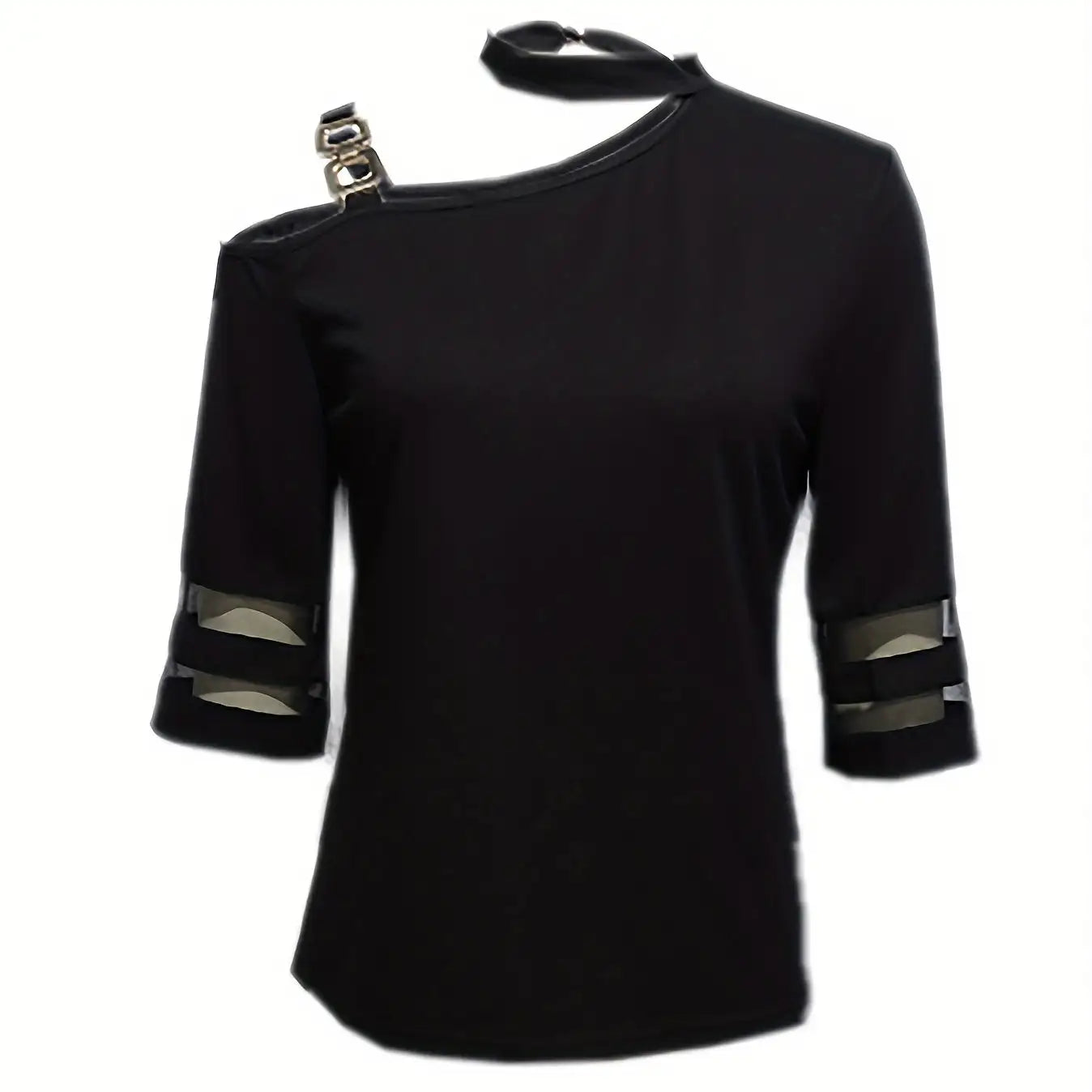 Ladies' Irregular Collar Solid Color Hanging Neck Fashion Off Shoulder Top