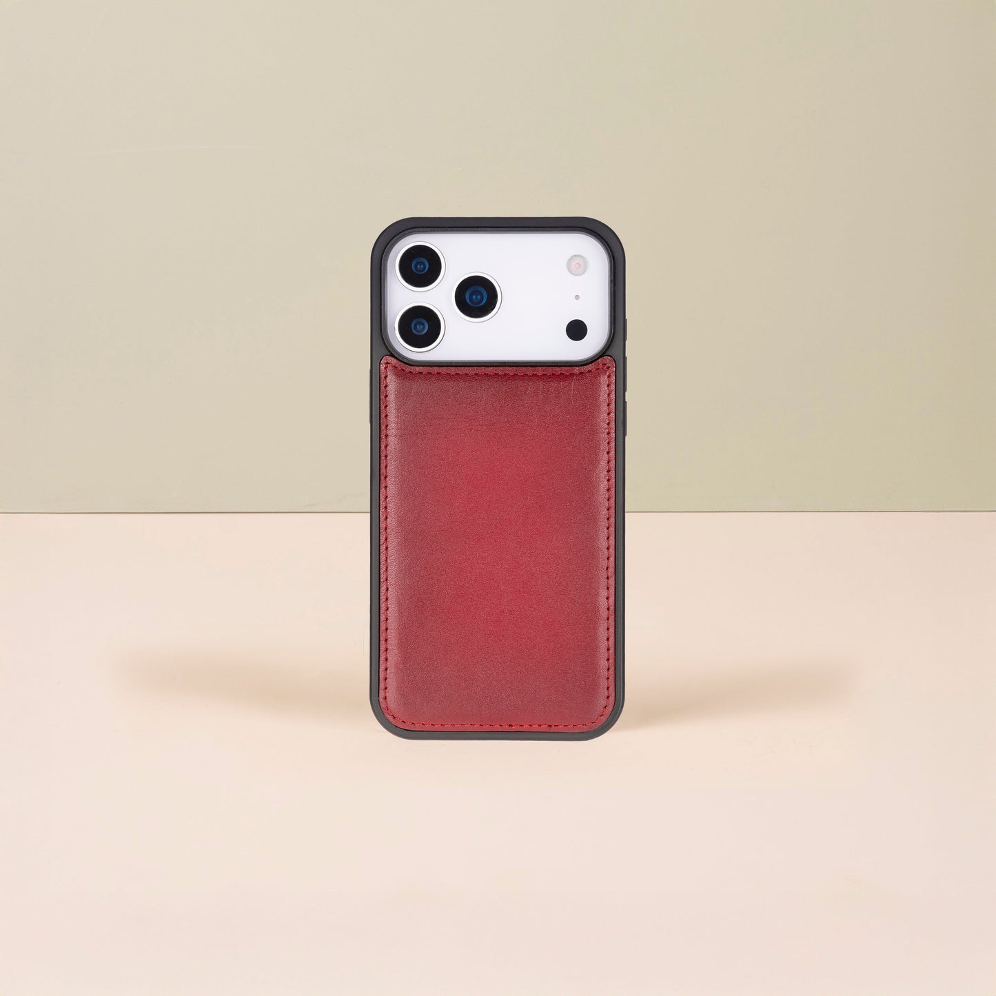 Leather iPhone 17 Pro Max Wallet Case – Red - Austin