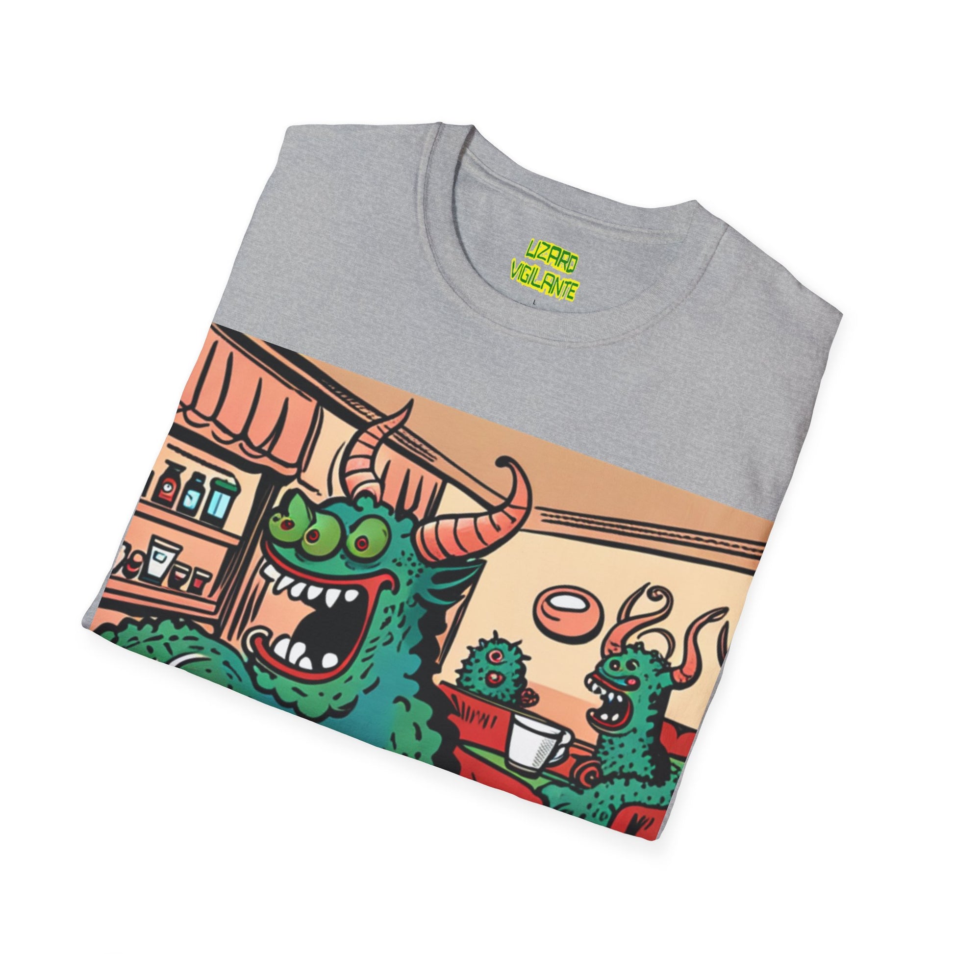 Lizard Vigilante Premium Coffee Monsters Unisex Softstyle T-Shirt - Lizard Vigilante