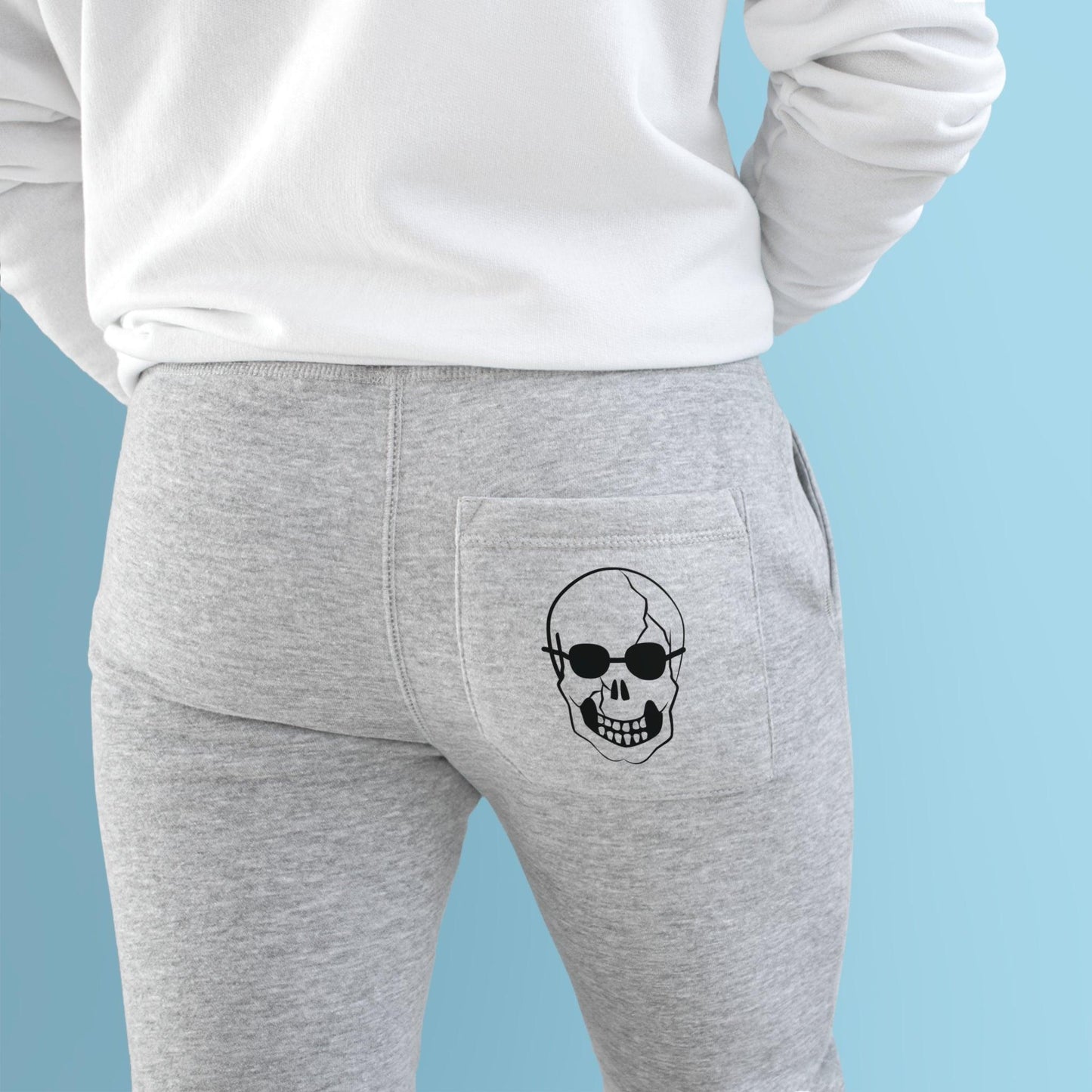 Black Skull With Sunglasses Unisex Fleece Joggers - Lizard Vigilante