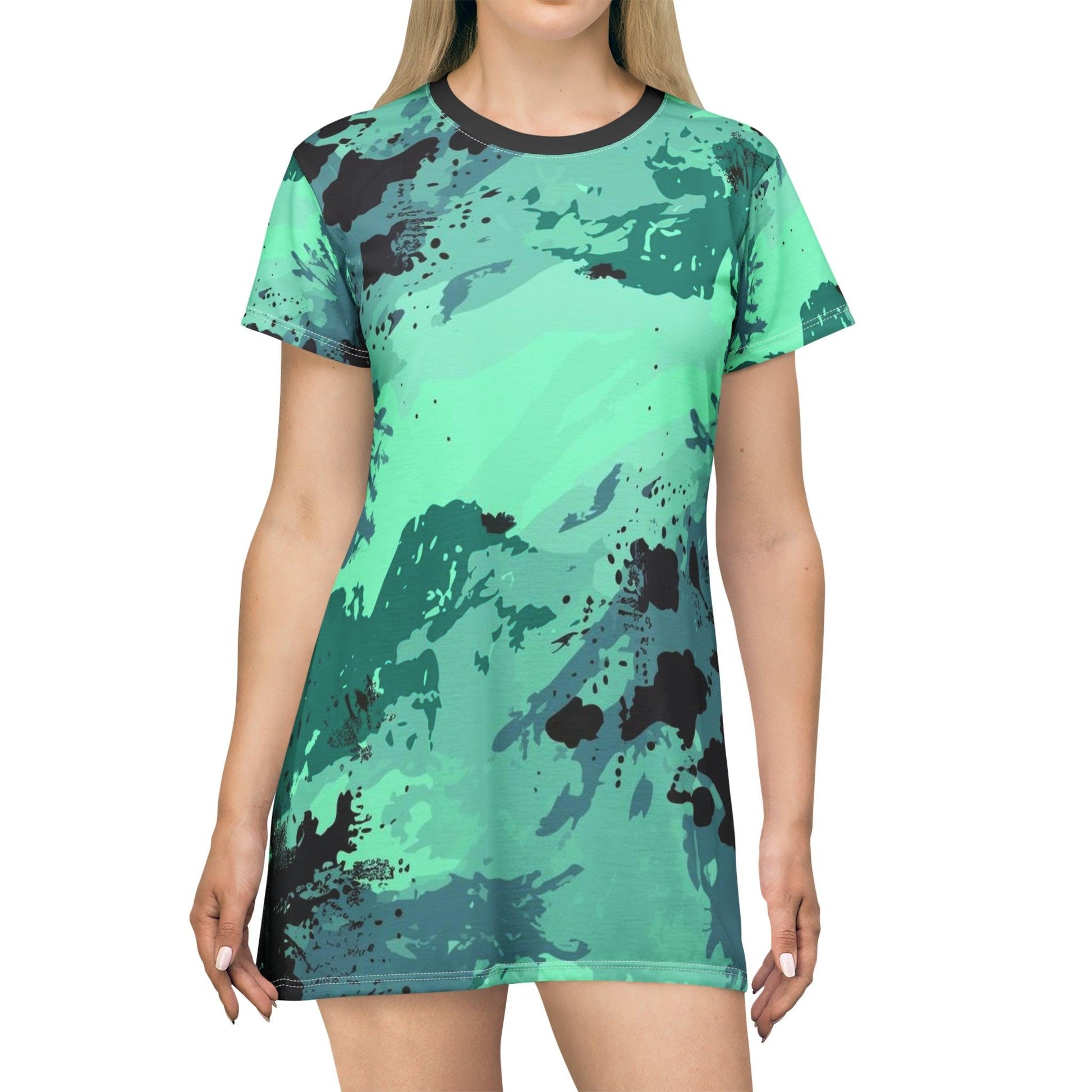 Bay Camo T-Shirt Dress (AOP) - Lizard Vigilante