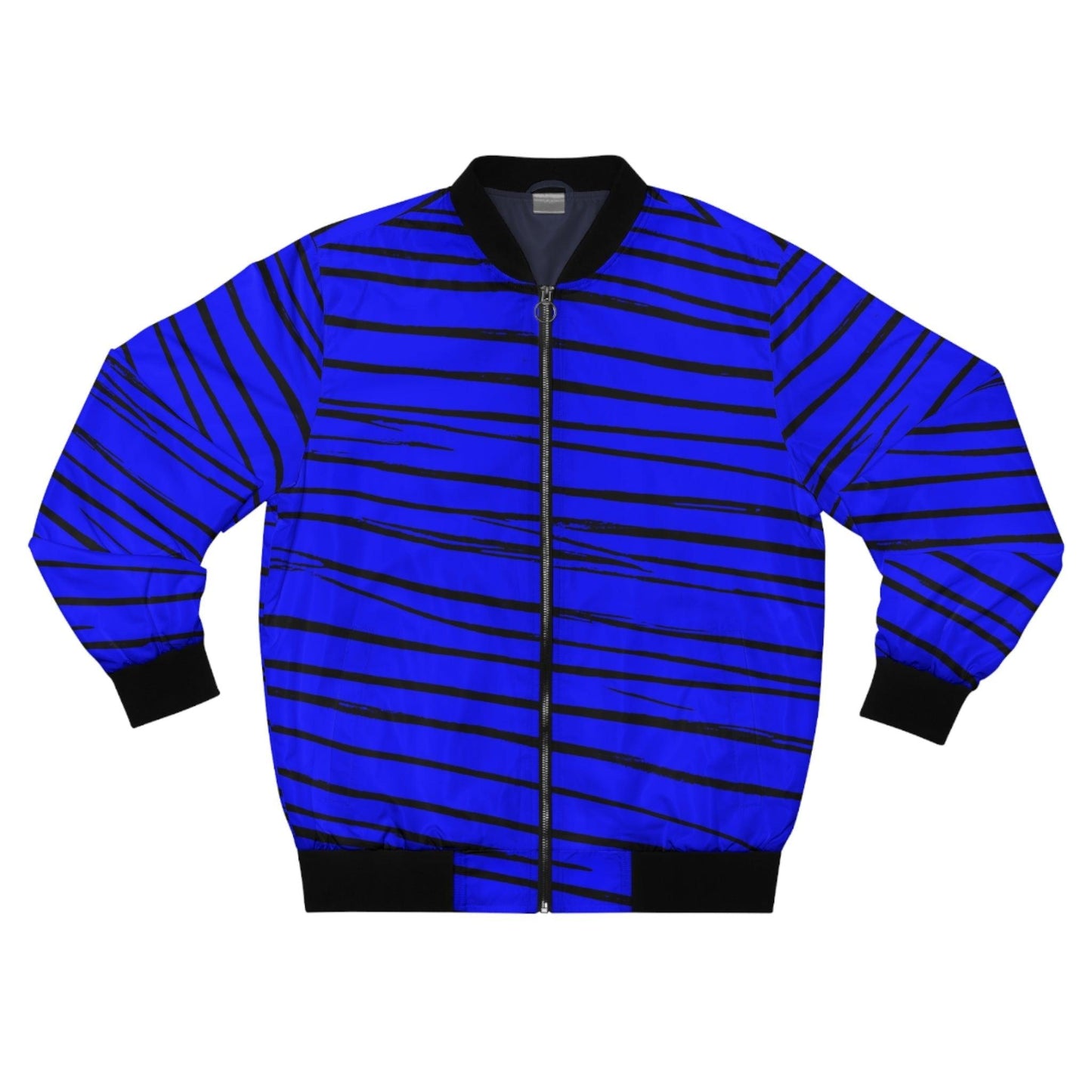 Black & Blue Strips Men's Bomber Jacket - Lizard Vigilante