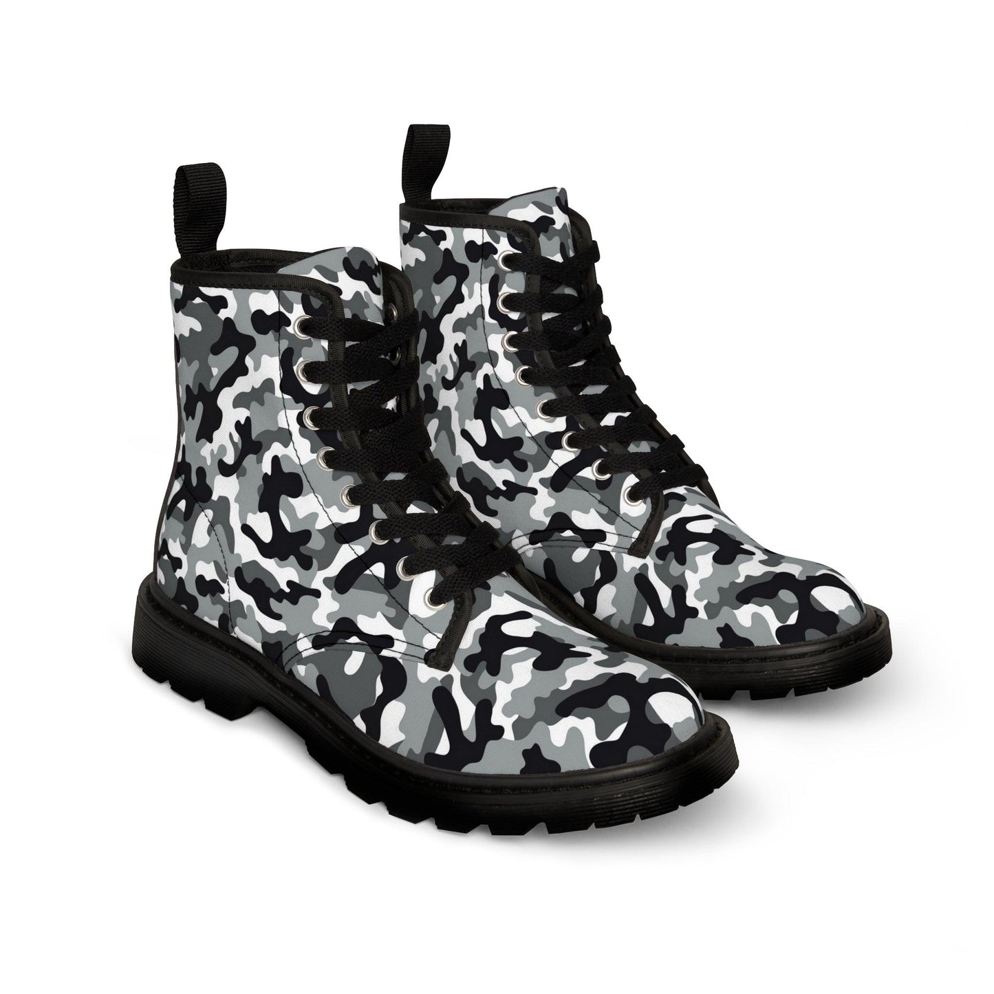 BLACK WHITE GREY Camo Men's Canvas Boots - Lizard Vigilante