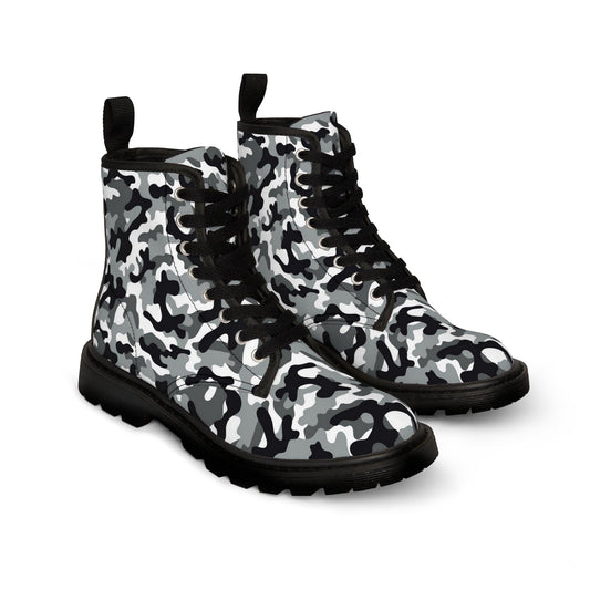 BLACK WHITE GREY Camo Men's Canvas Boots - Lizard Vigilante