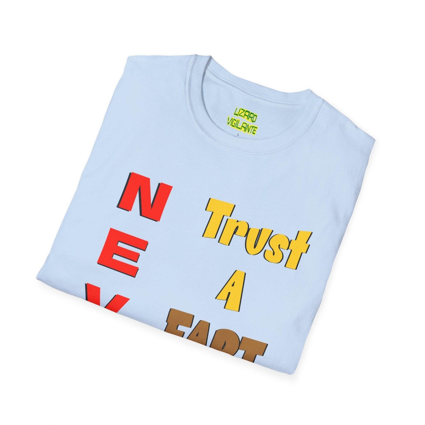 NEVER Trust A FART AFTER 50! Unisex Lightweight Softstyle Tee Shirt Sizes S-4XL, Tear-Away Label - Lizard Vigilante